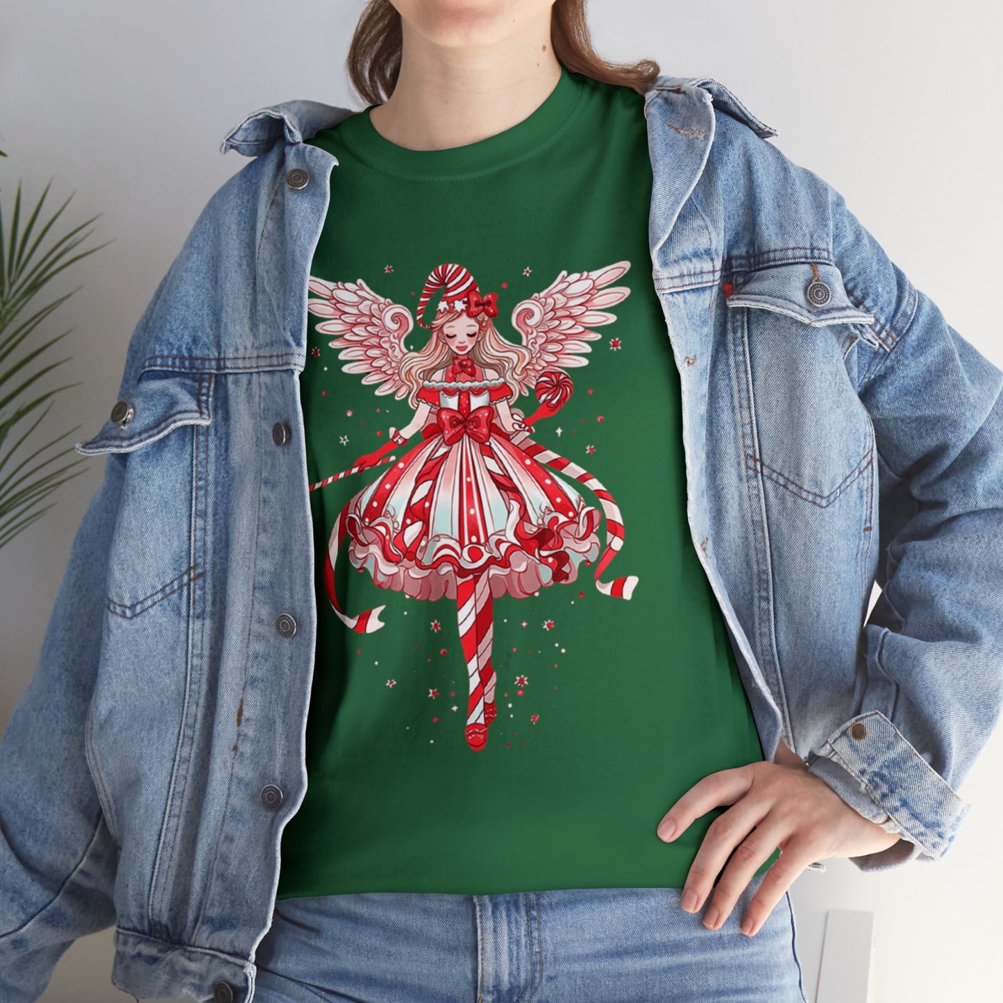 Candy Cane Angel Unisex Heavy Cotton Tee