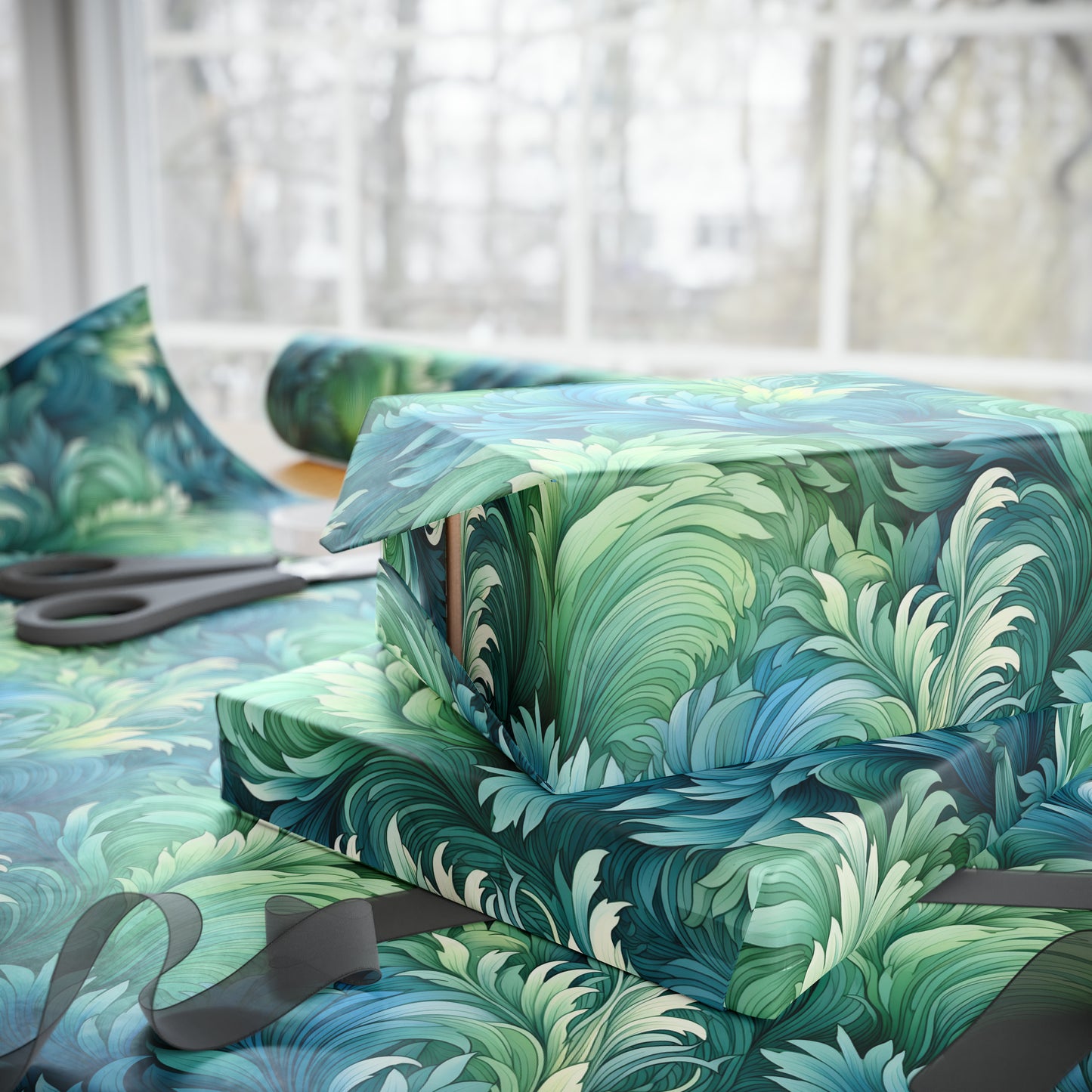 Peacock Flourishes Wrapping Papers