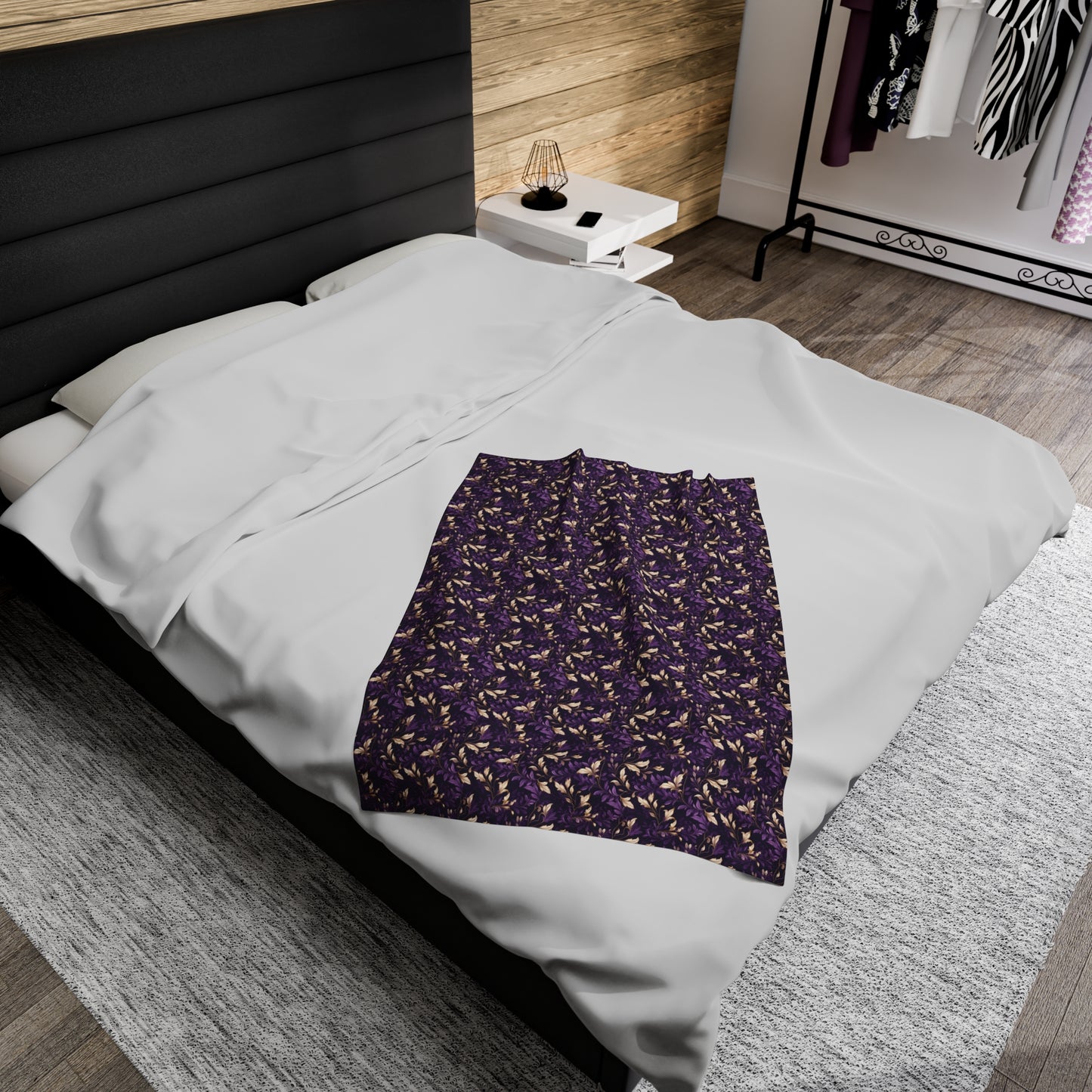 Purple Leaves Velveteen Plush Blanket