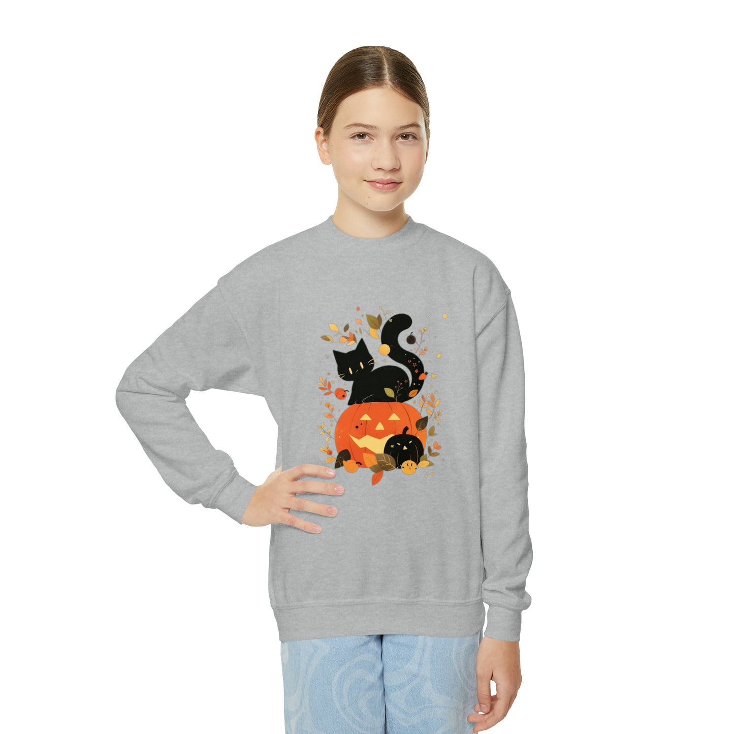 Spooky Kitty Youth Crewneck Sweatshirt