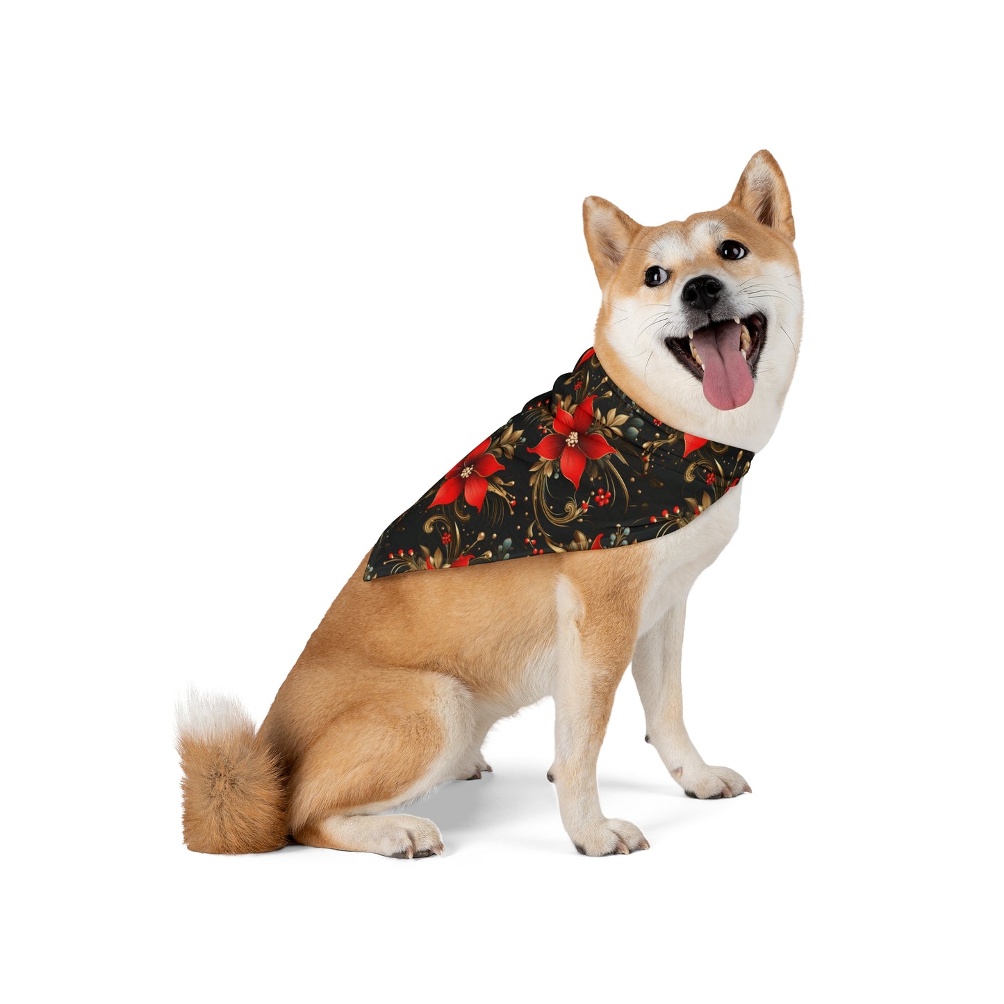 Pretty Poinsettias Pet Bandana