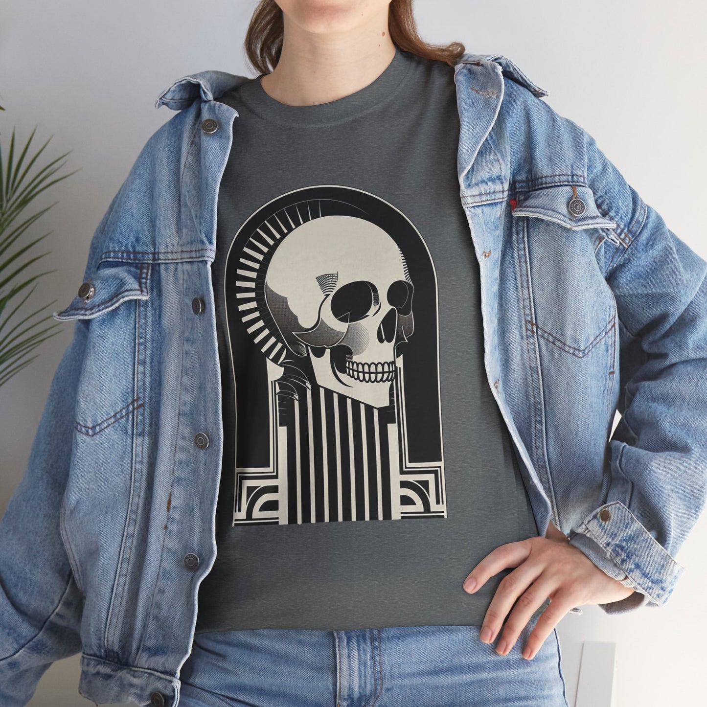 Art Deco Skull Unisex Heavy Cotton Tee