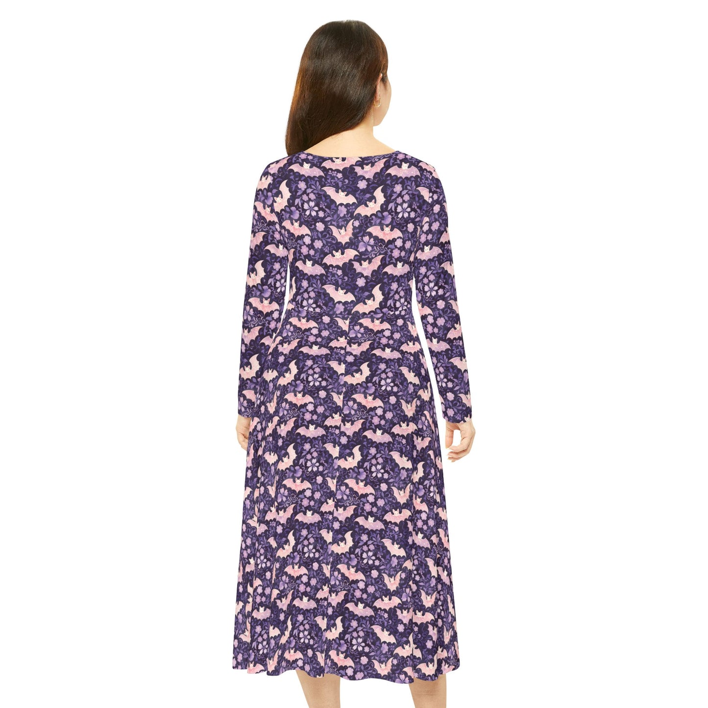 Pastel Bats Women's Long Sleeve Dance Dress (AOP)