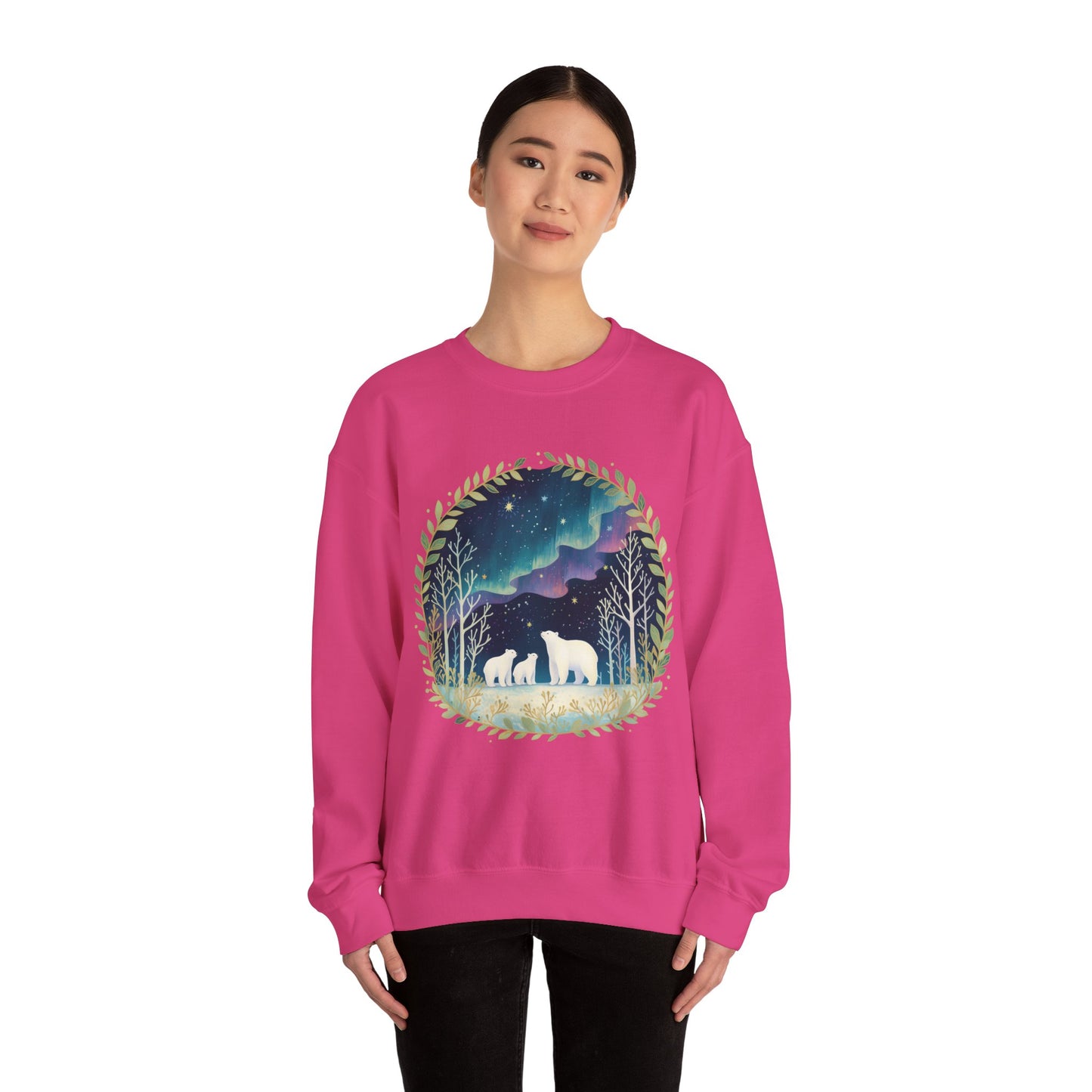 Aurora Polar Bears Unisex Heavy Blend™ Crewneck Sweatshirt