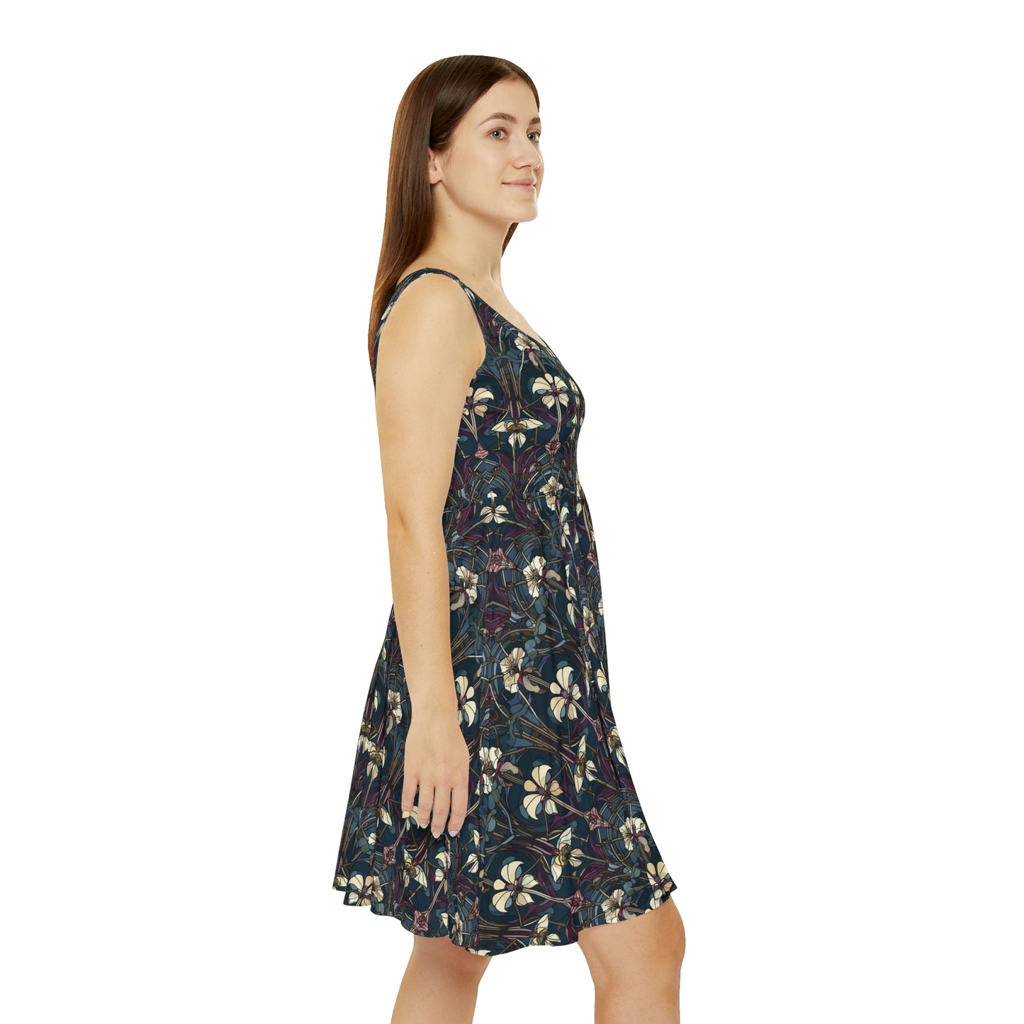 Art Deco Orchids Women's Skater Dress (AOP)