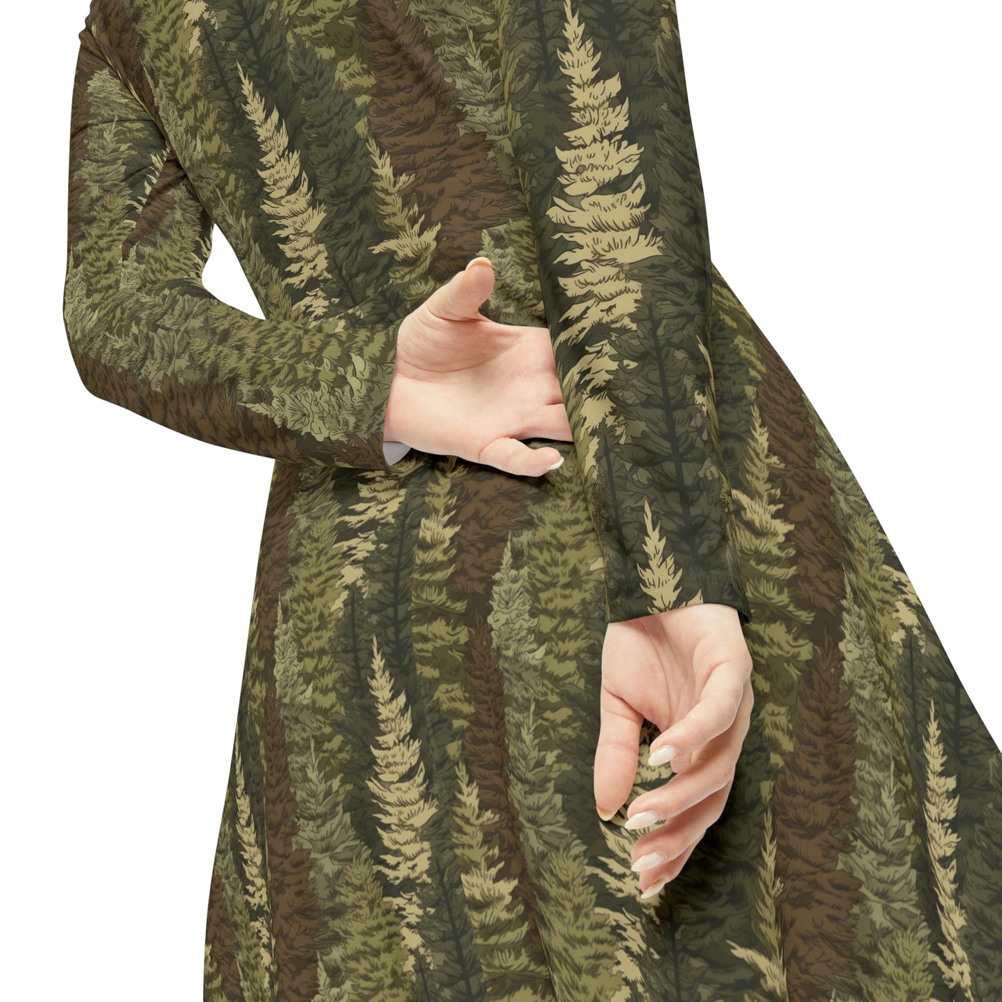 Evergreen Women's Long Sleeve Dance Dress (AOP)