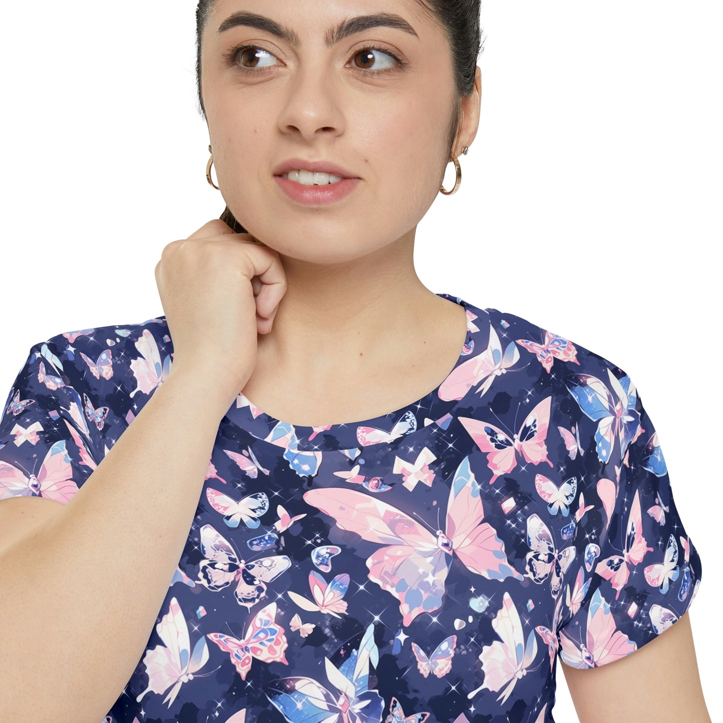 Crystal Butterflies Women's Short Sleeve Shirt (AOP)