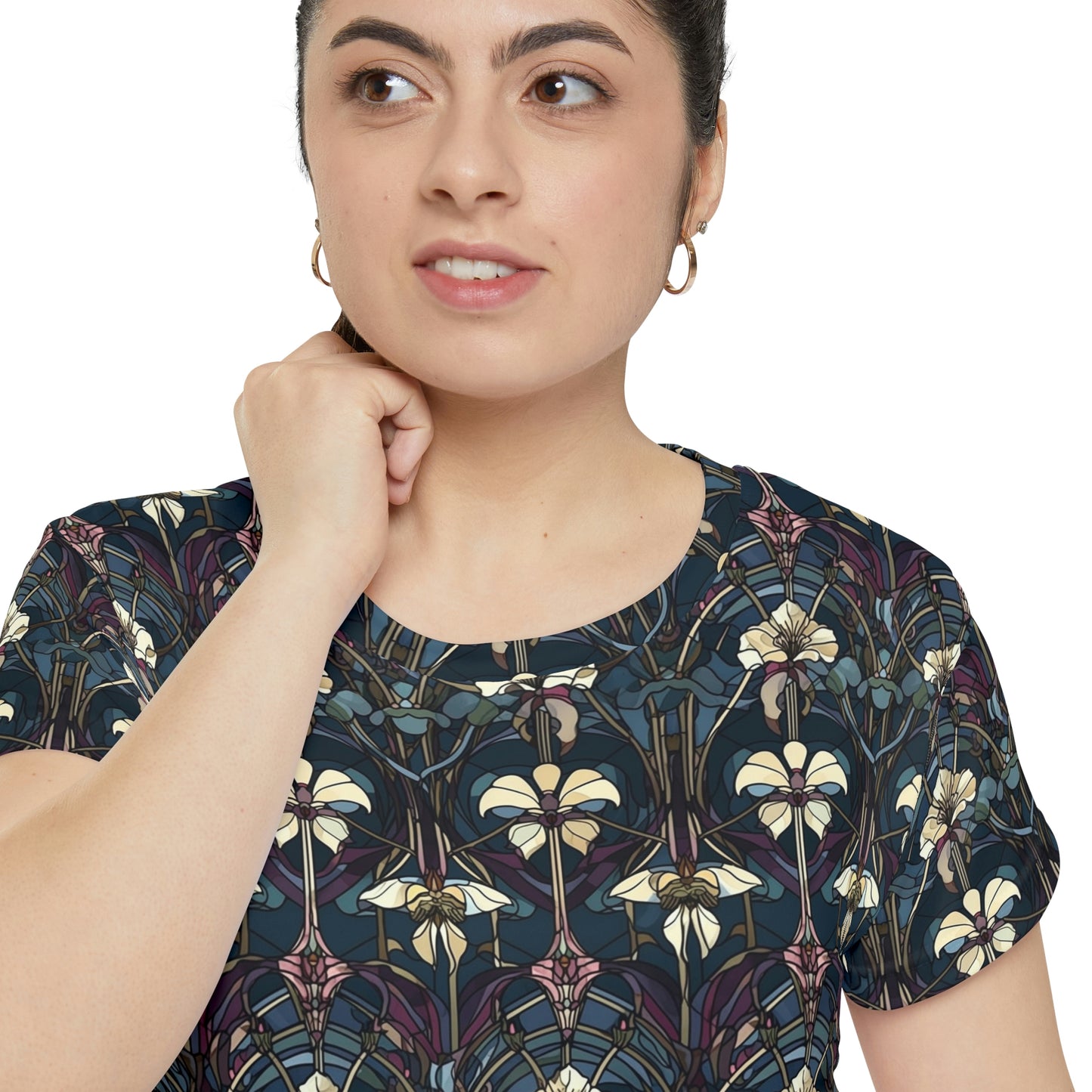 Art Deco Orchids Women's Short Sleeve Shirt (AOP)