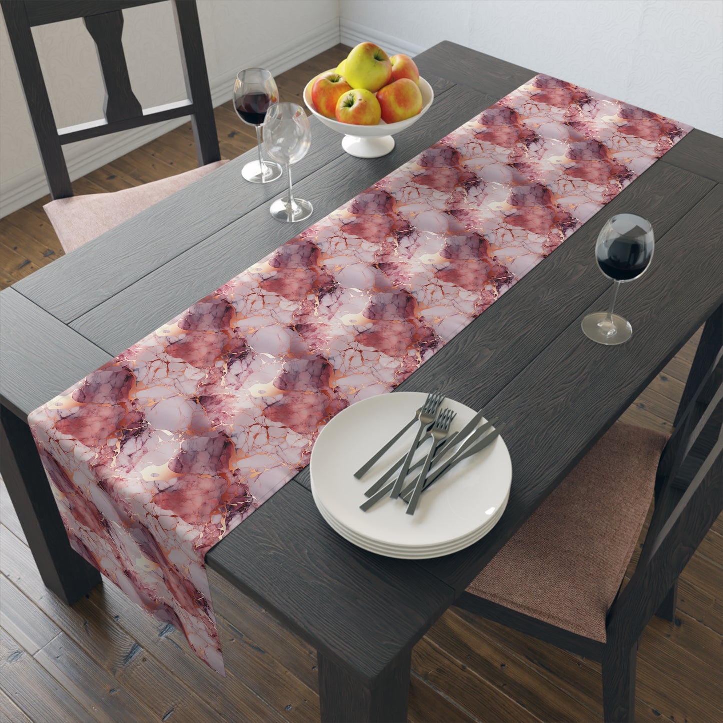 Rose Gold Marble Table Runner (Cotton, Poly)