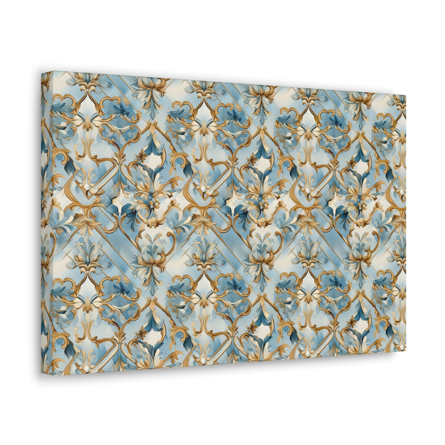 Blue and Gold Flourishes Canvas Gallery Wrap