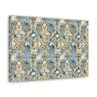 Blue and Gold Flourishes Canvas Gallery Wrap