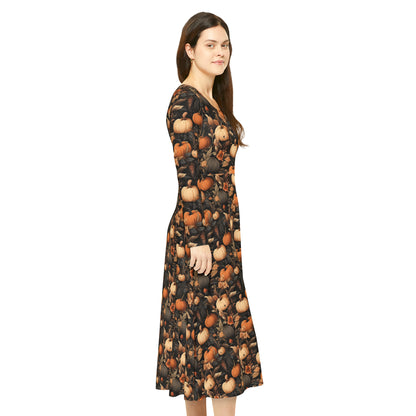Pumpkin Harvest Women's Long Sleeve Dance Dress (AOP)