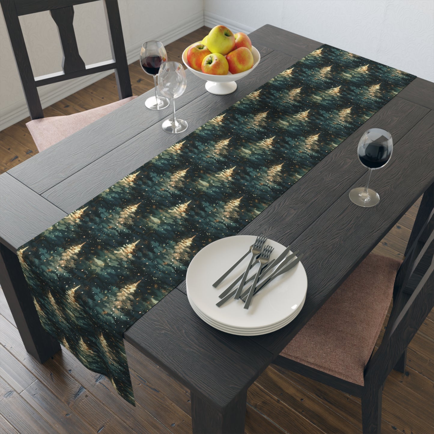 Twinkling Trees Table Runner (Cotton, Poly)