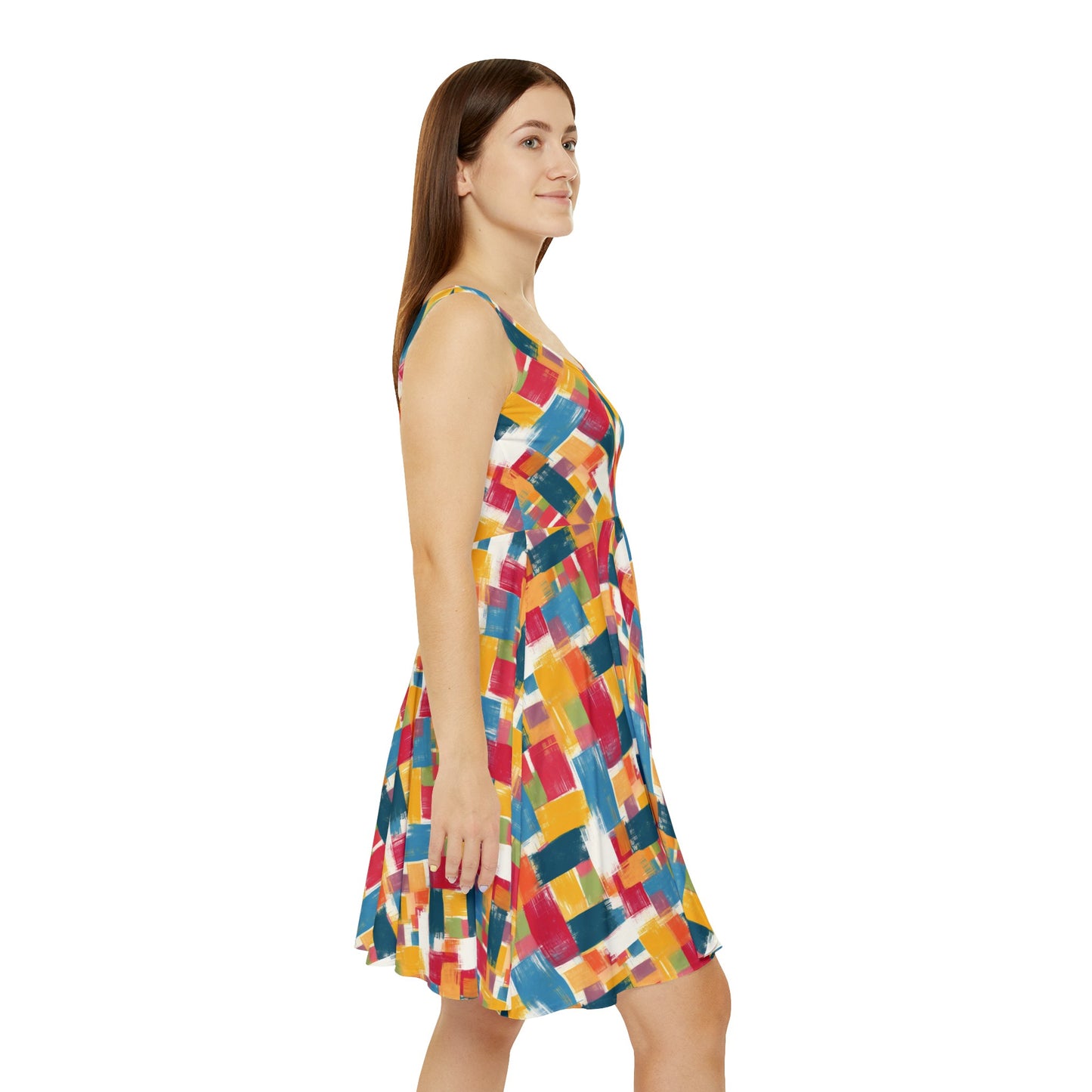 Colorful Crosshatch Women's Skater Dress (AOP)