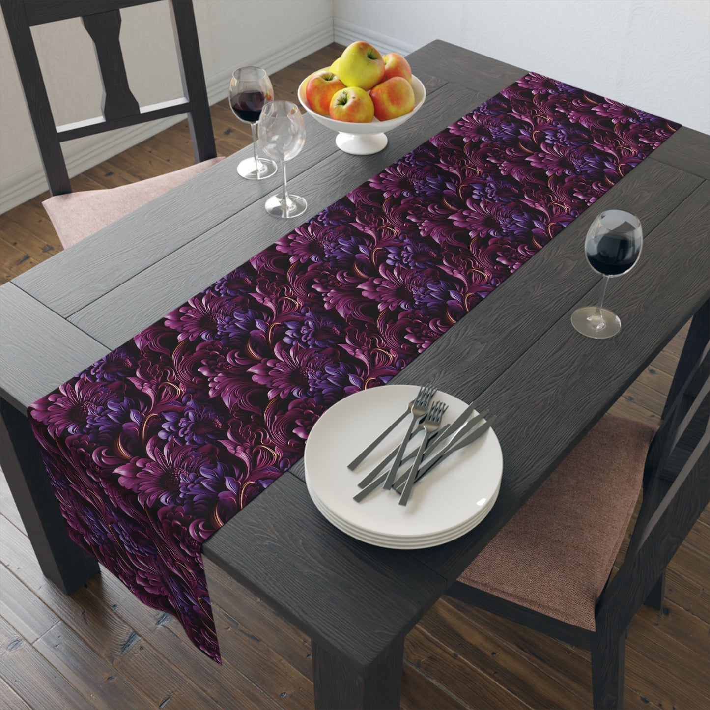 Purple Florals Table Runner (Cotton, Poly)