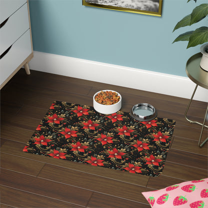 Pretty Poinsettias Pet Food Mat (12x18)