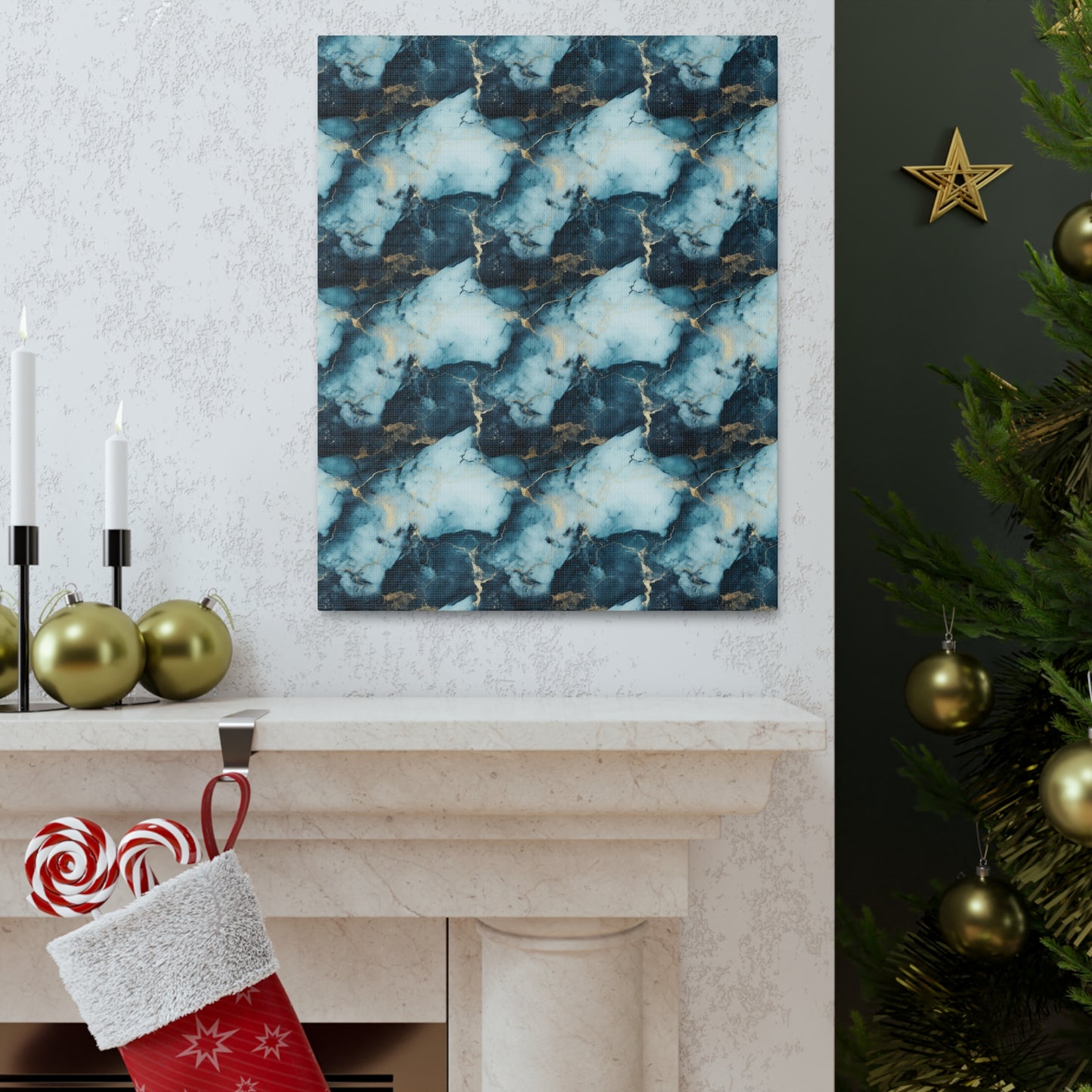 Cool Blue Marble Canvas Gallery Wrap