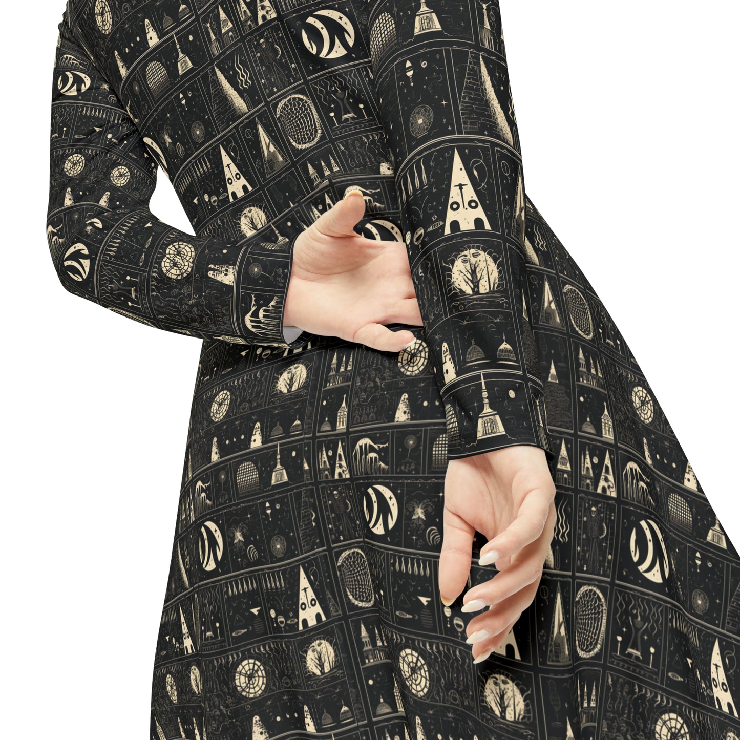 Cursed Sigils Women's Long Sleeve Dance Dress (AOP)