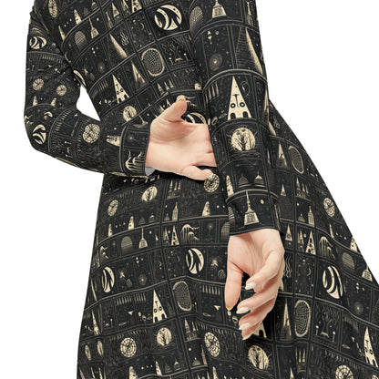 Cursed Sigils Women's Long Sleeve Dance Dress (AOP)