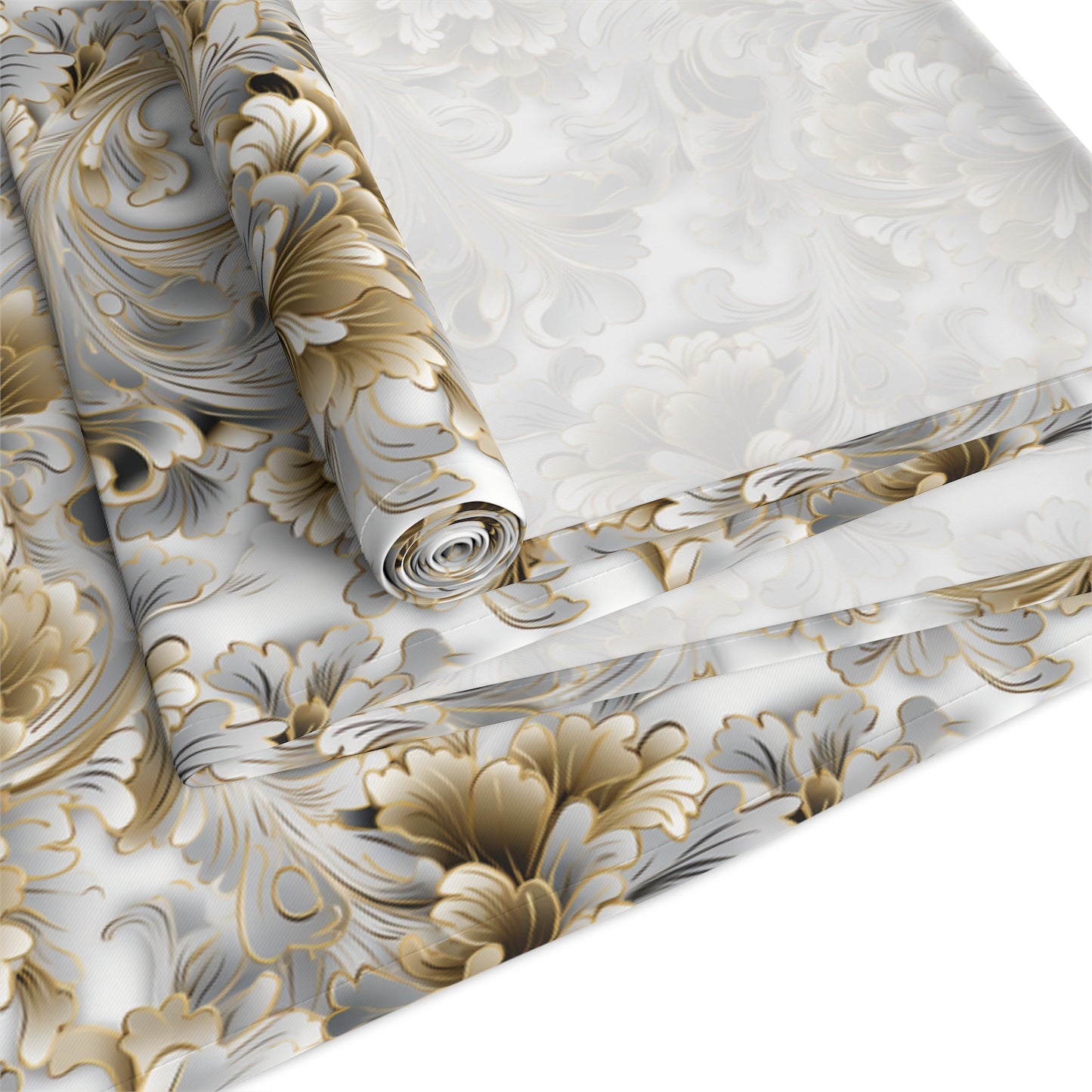 Silver & Gold Filigree Table Runner (Cotton, Poly)