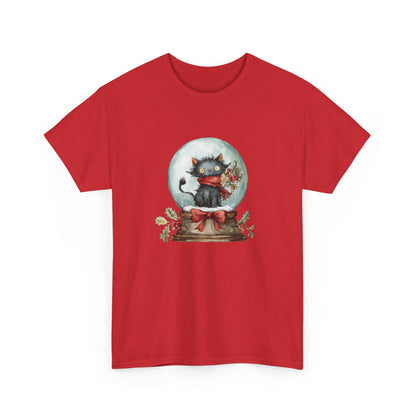 Snowglobe Cat Unisex Heavy Cotton Tee