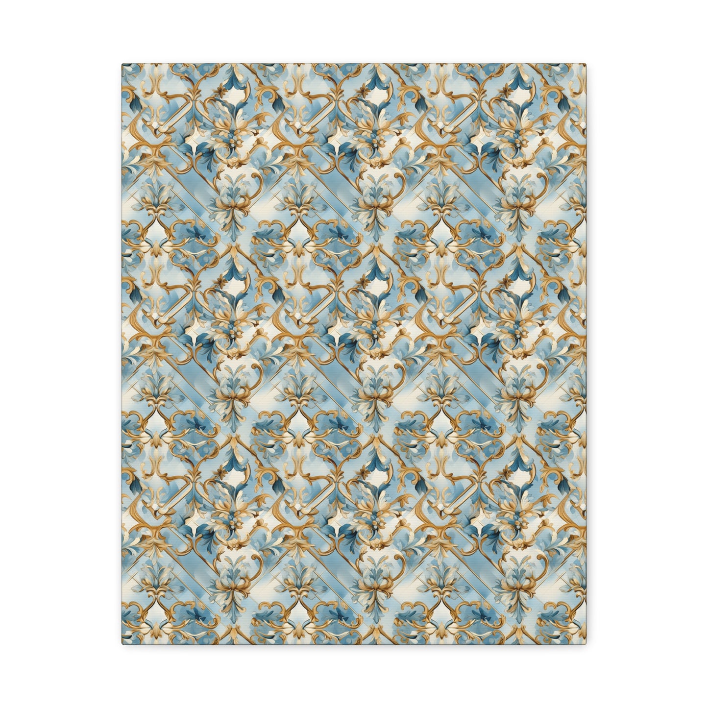 Blue and Gold Flourishes Canvas Gallery Wrap