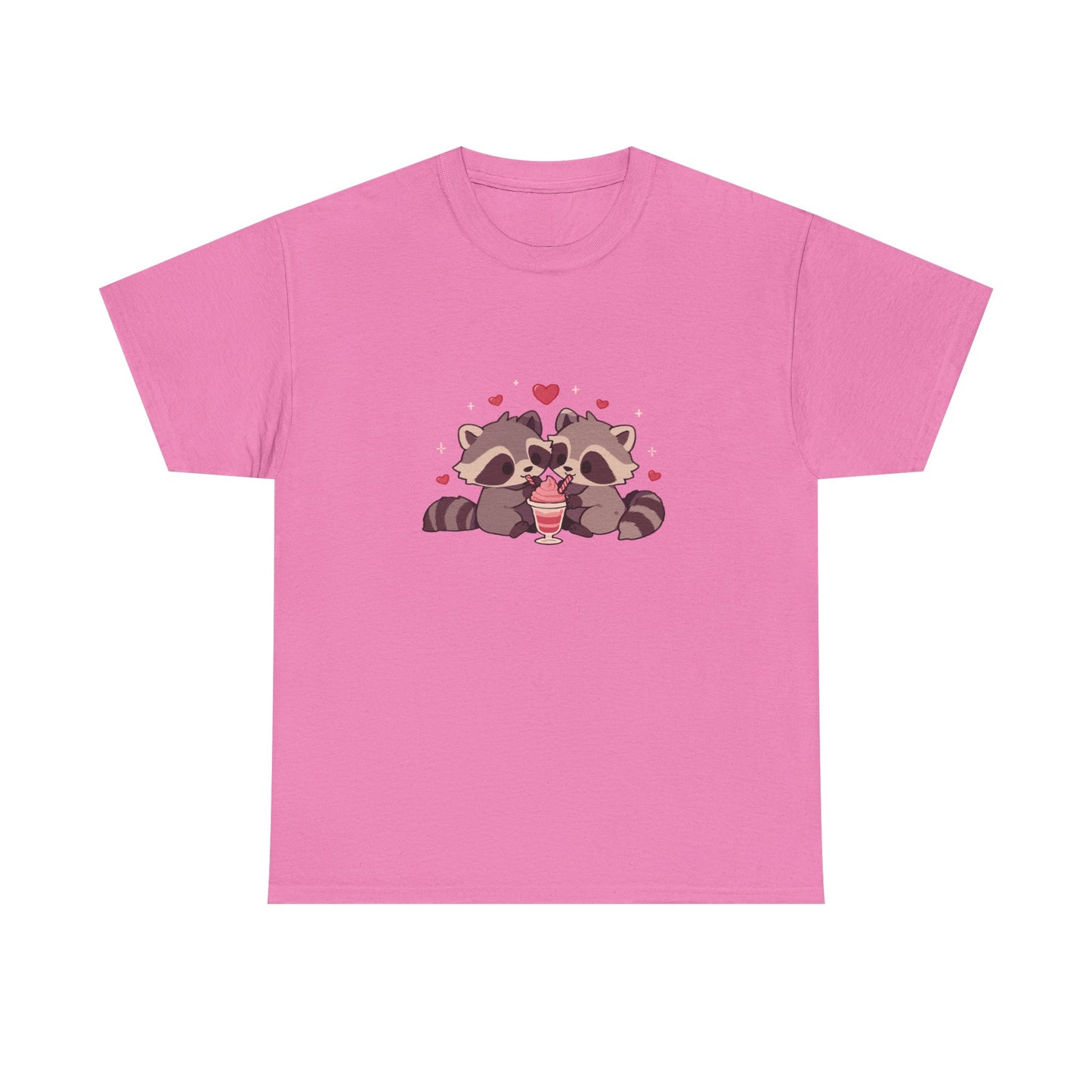 Raccoons Sharing Milkshake Unisex Heavy Cotton Tee