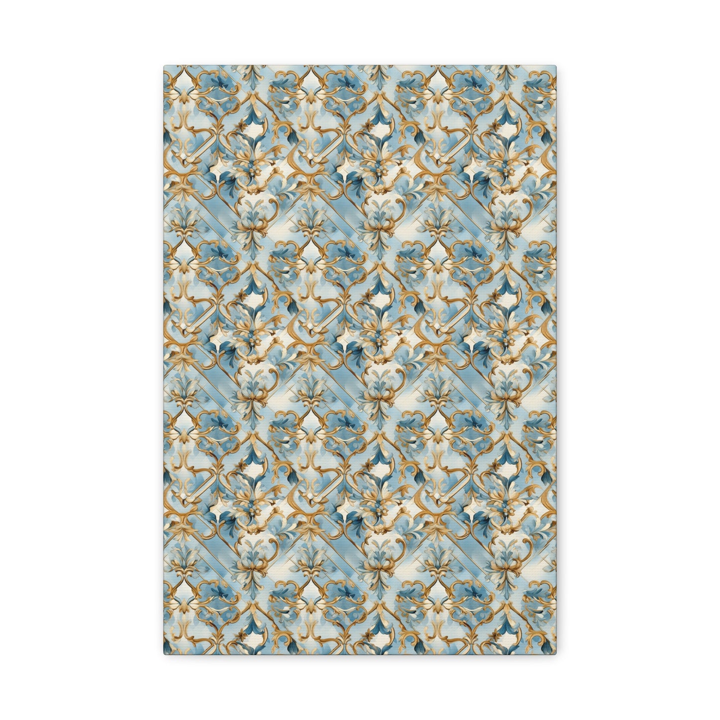 Blue and Gold Flourishes Canvas Gallery Wrap