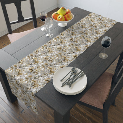Silver & Gold Filigree Table Runner (Cotton, Poly)