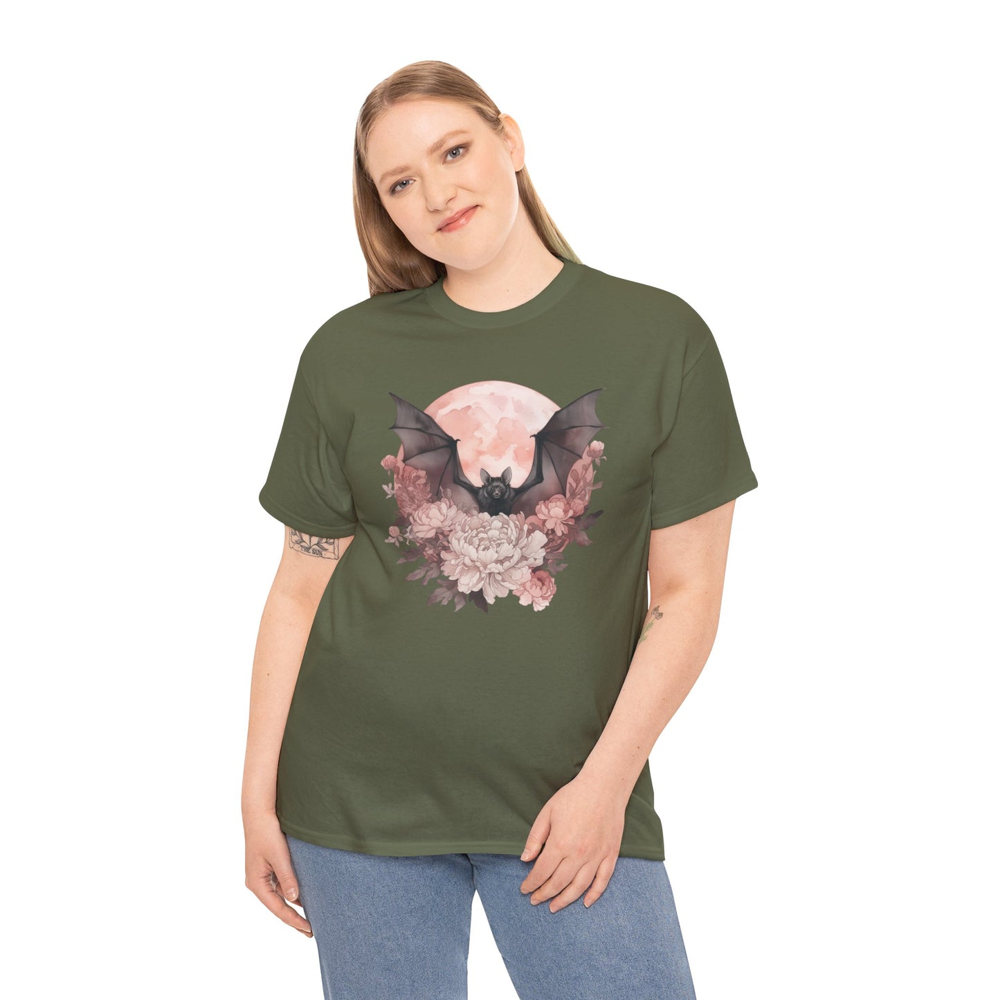 Strawberry Moon Bat Unisex Heavy Cotton Tee