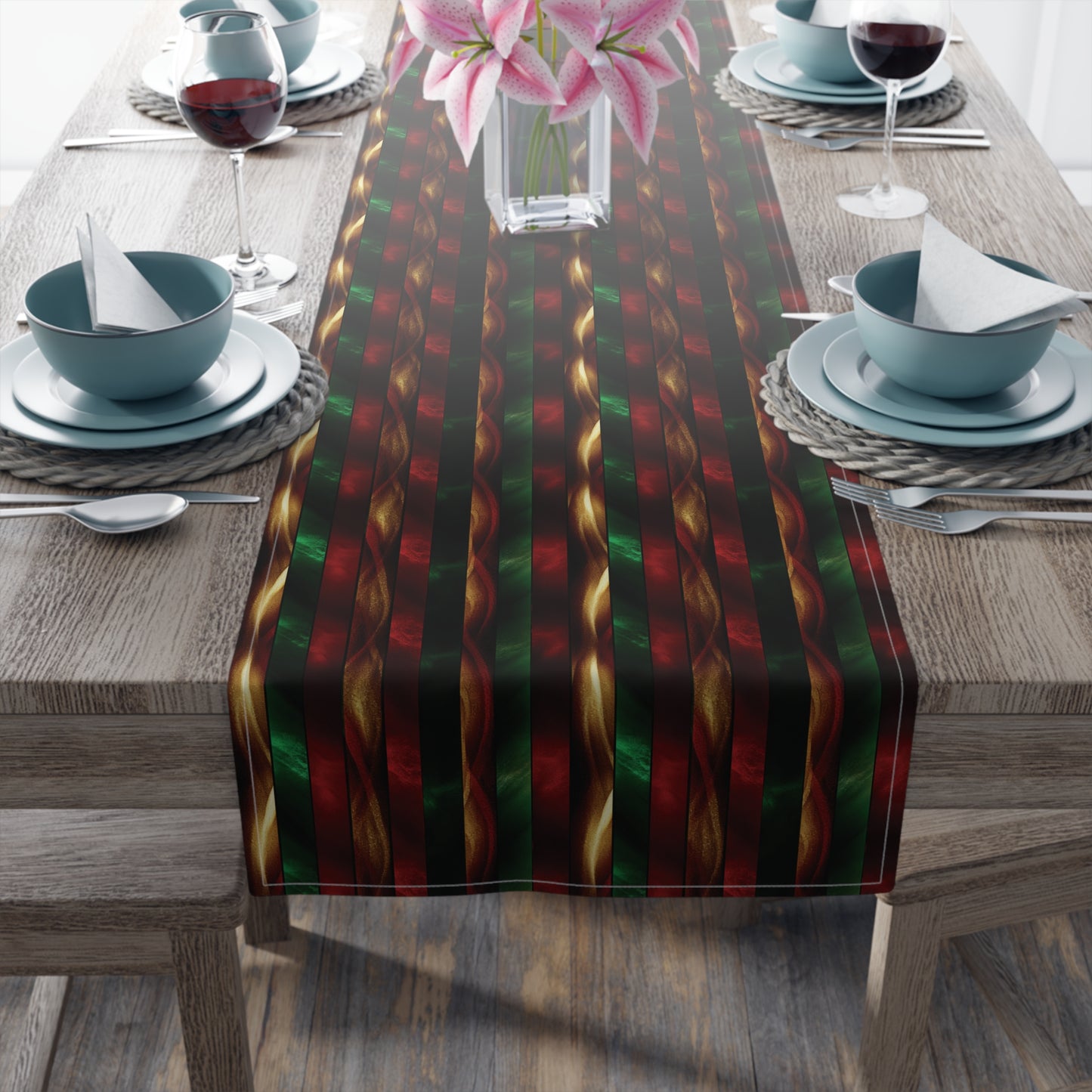 Festive Stripes Table Runner (Cotton, Poly)