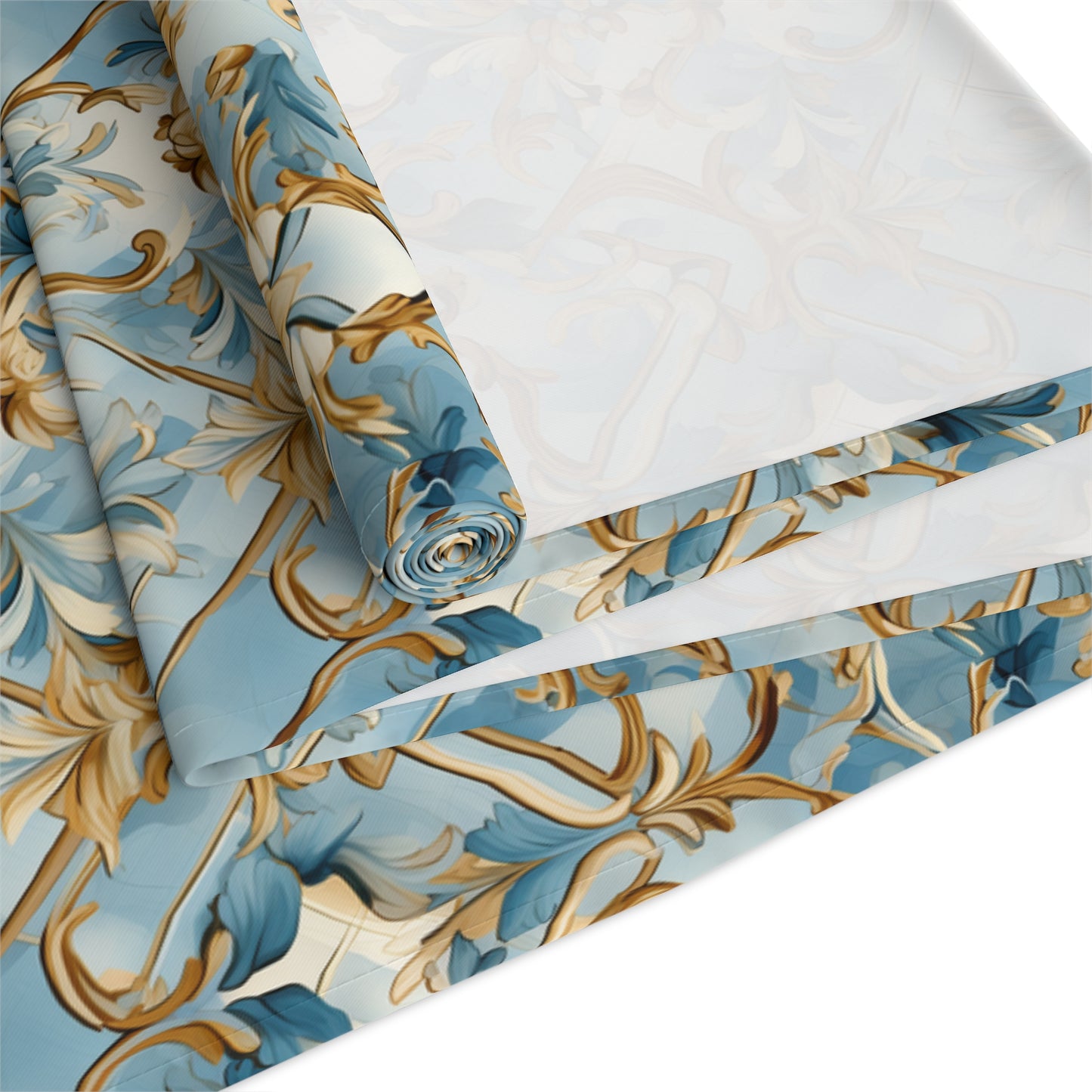 Blue and Gold Flourishes Table Runner (Cotton, Poly)