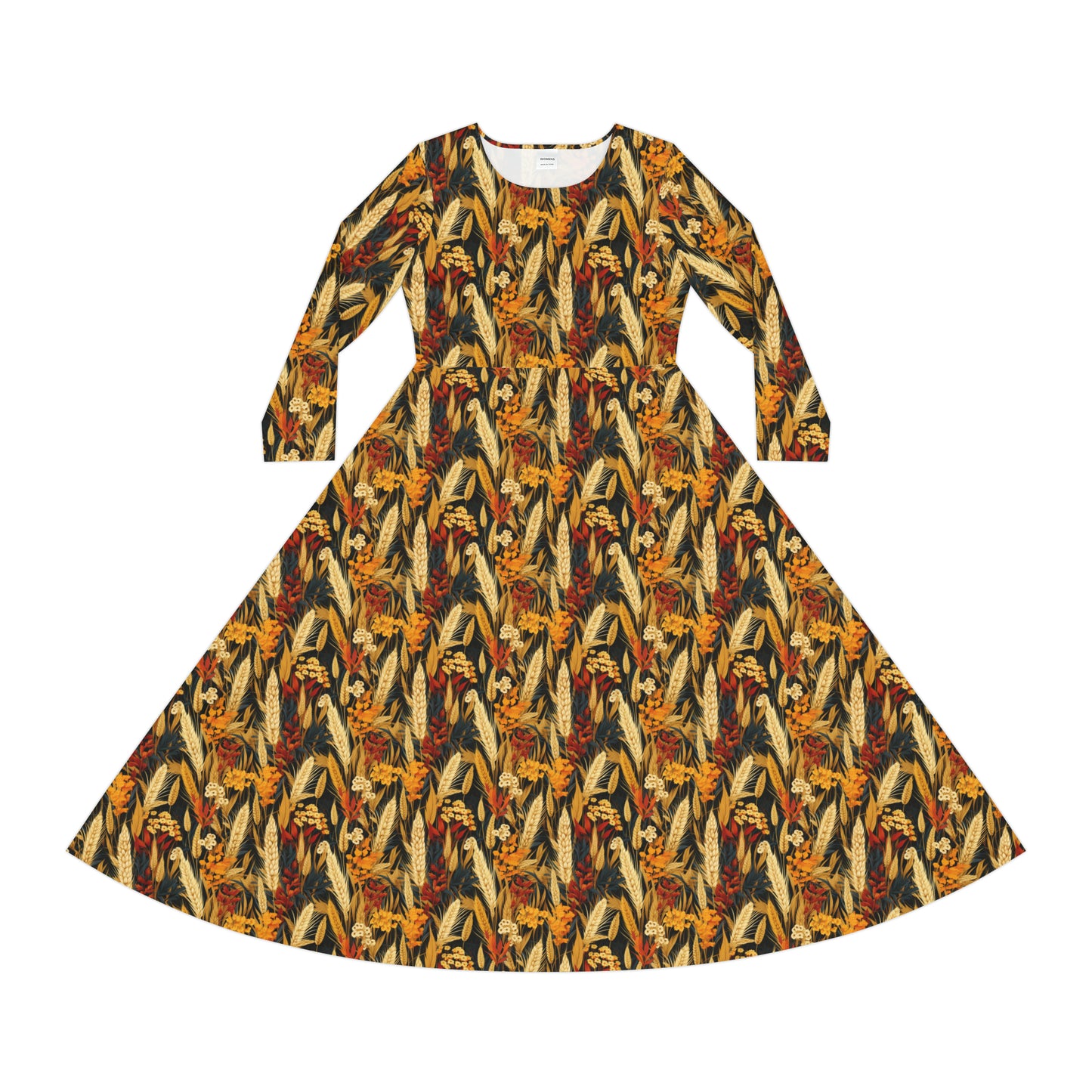 Wheat Women's Long Sleeve Dance Dress (AOP)