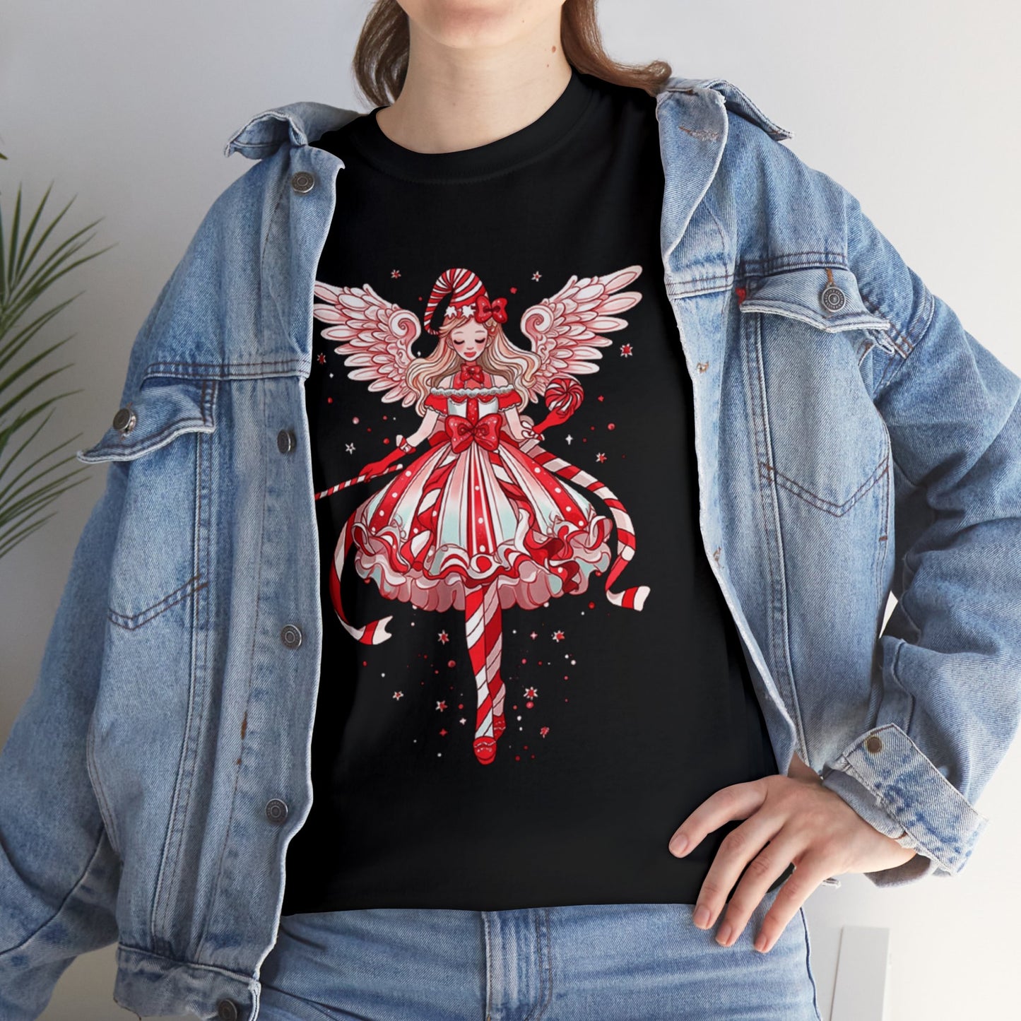 Candy Cane Angel Unisex Heavy Cotton Tee