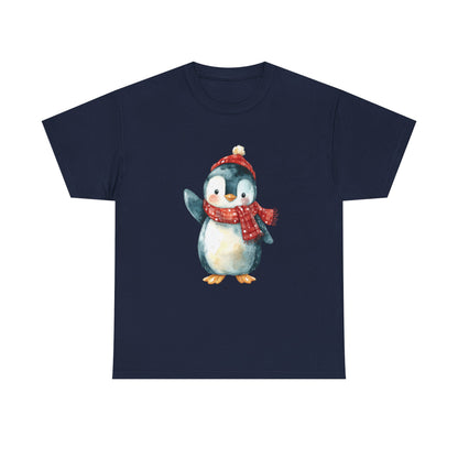 Festive Penguin Unisex Heavy Cotton Tee