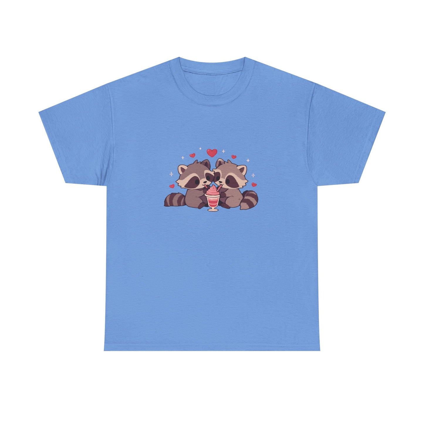 Raccoons Sharing Milkshake Unisex Heavy Cotton Tee