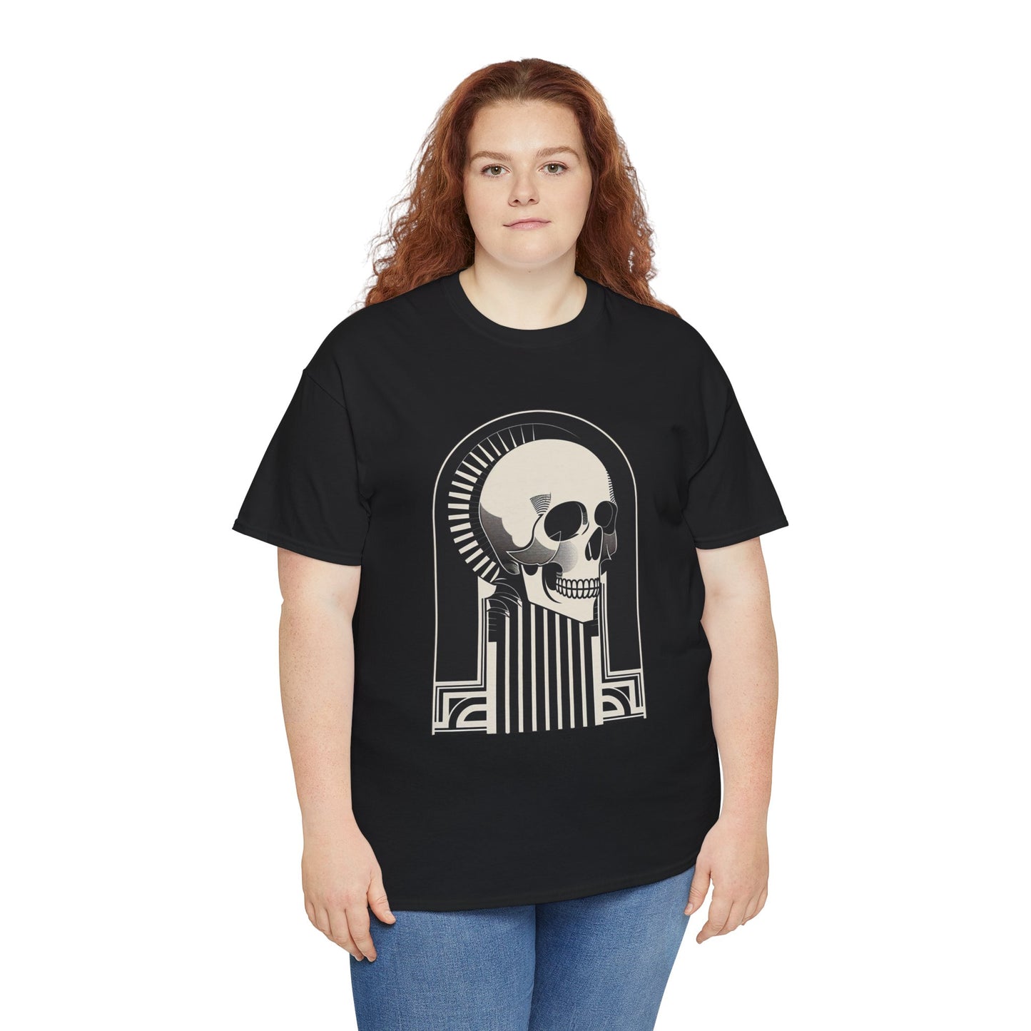 Art Deco Skull Unisex Heavy Cotton Tee