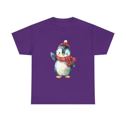 Festive Penguin Unisex Heavy Cotton Tee