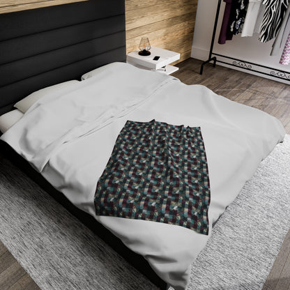 Grunge Plaid Velveteen Plush Blanket