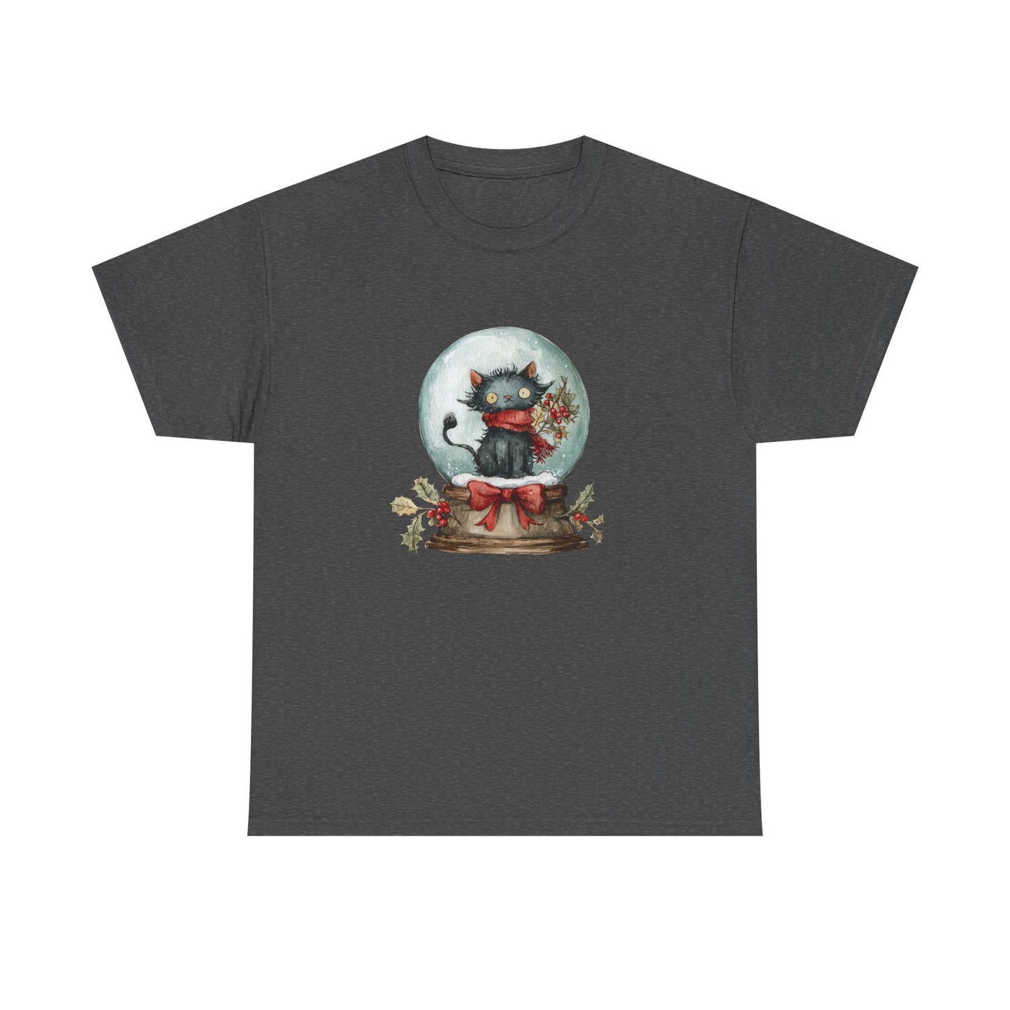Snowglobe Cat Unisex Heavy Cotton Tee