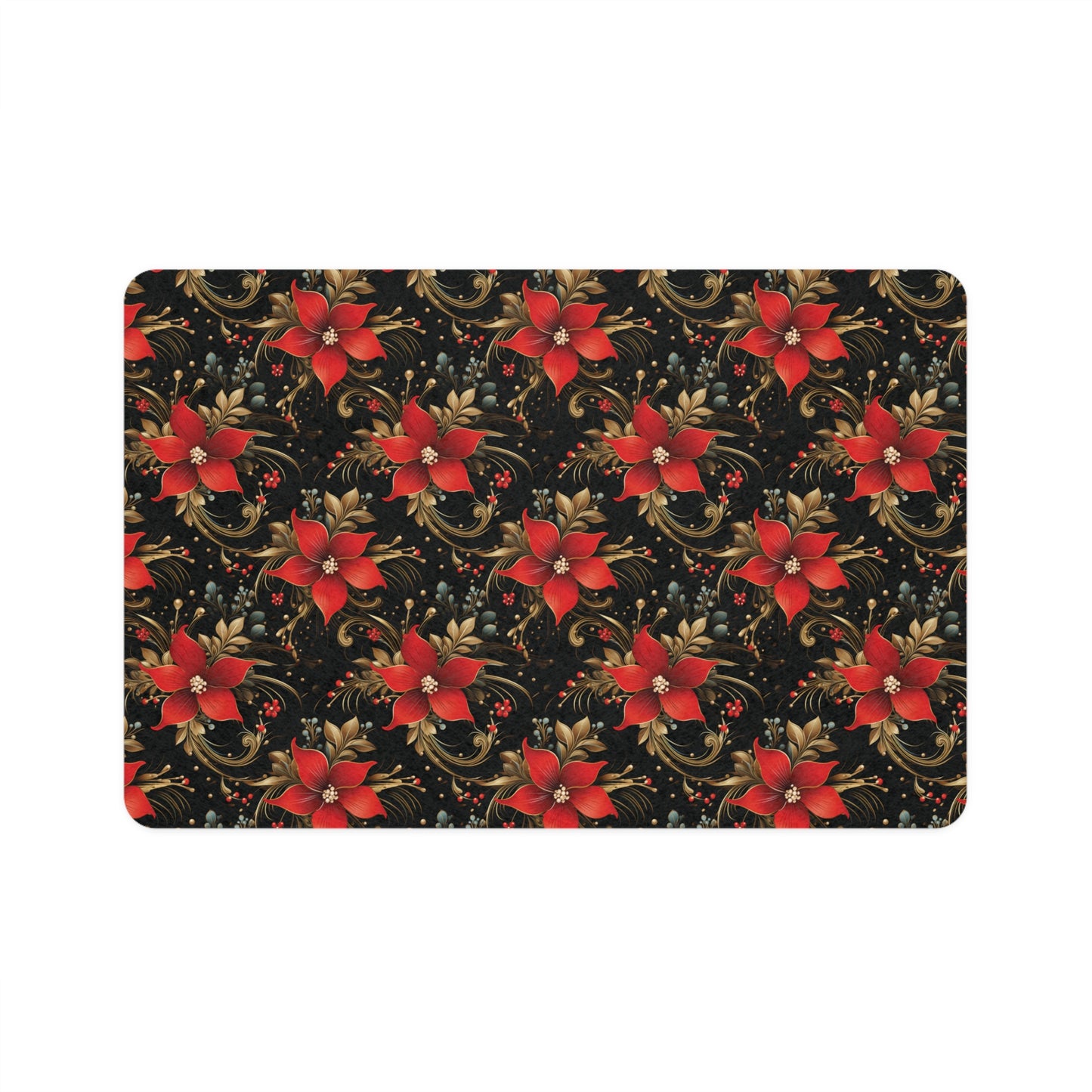 Pretty Poinsettias Pet Food Mat (12x18)