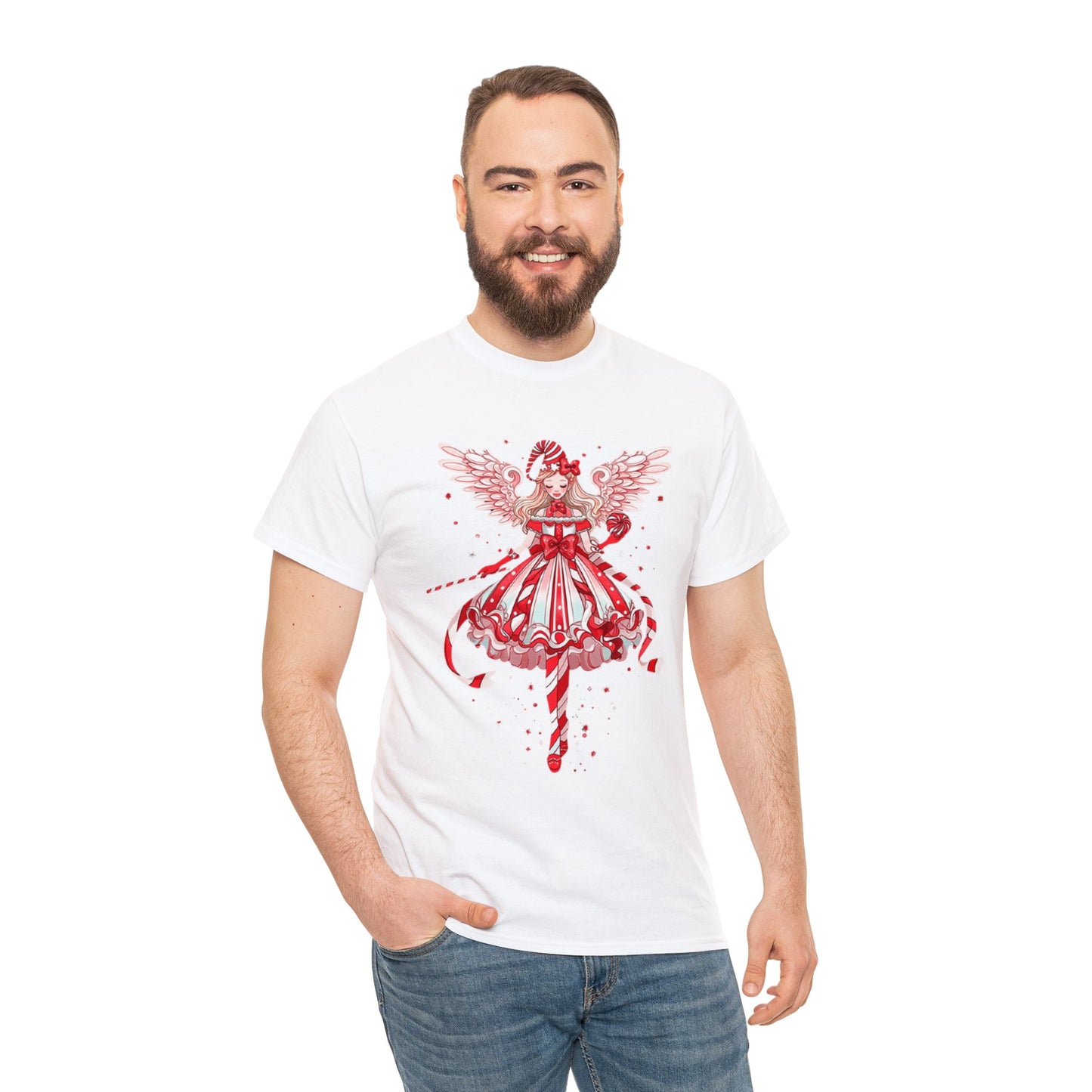Candy Cane Angel Unisex Heavy Cotton Tee