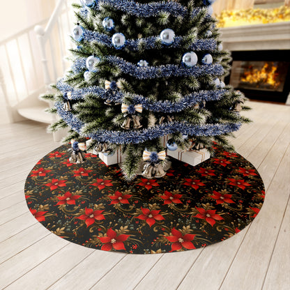 Pretty Poinsettias Round Tree Skirt