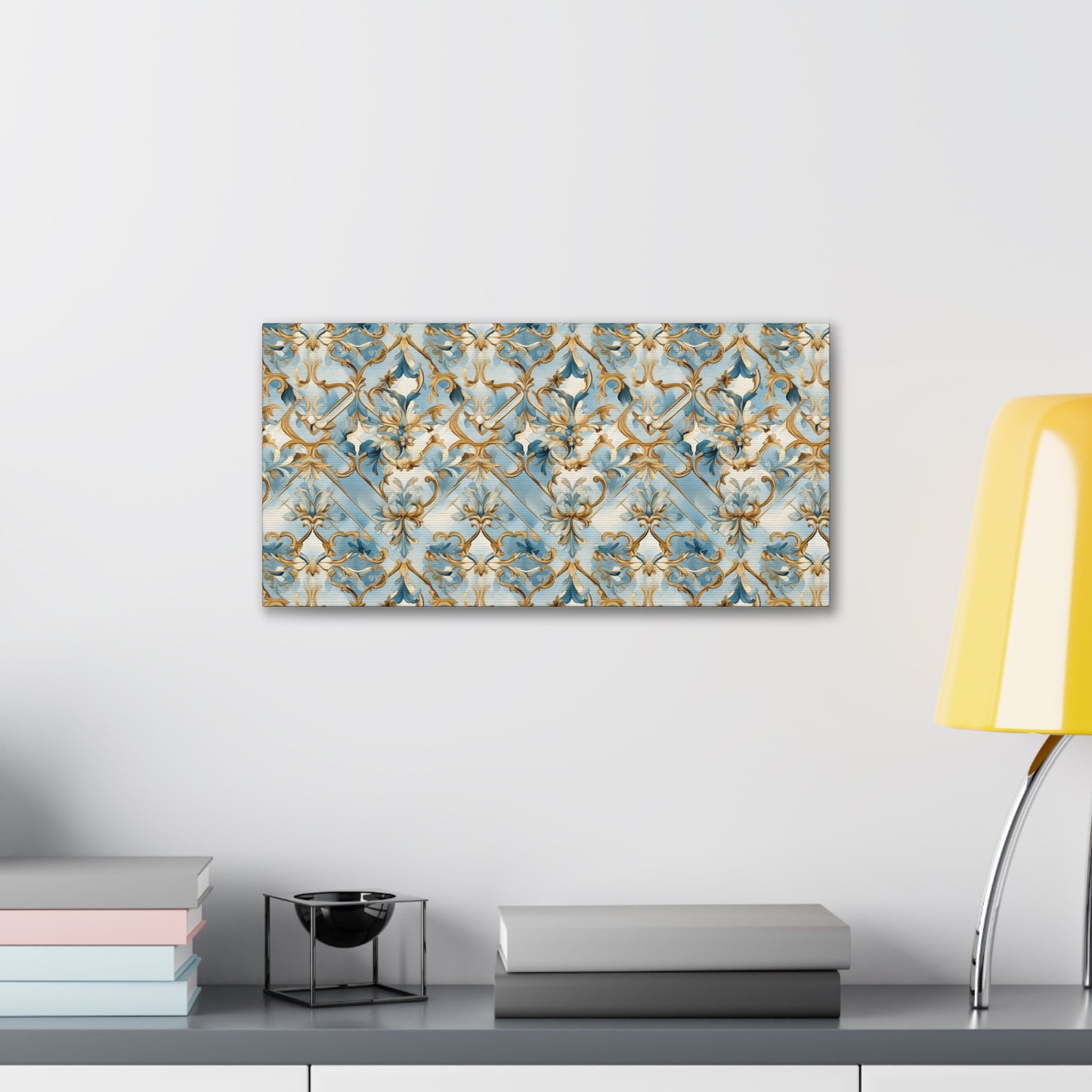 Blue and Gold Flourishes Canvas Gallery Wrap