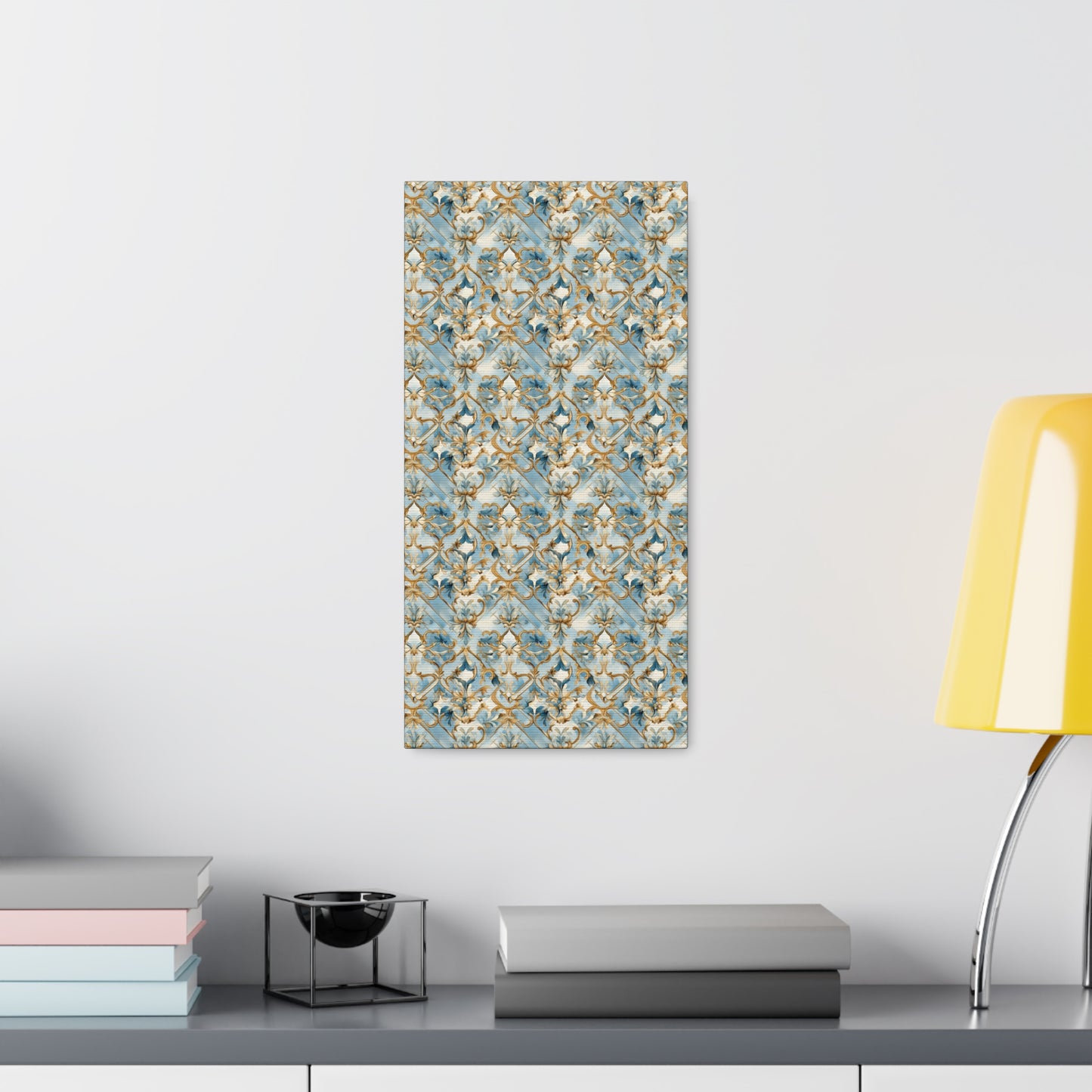 Blue and Gold Flourishes Canvas Gallery Wrap