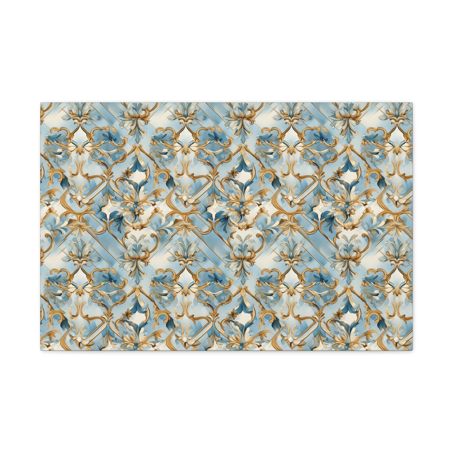 Blue and Gold Flourishes Canvas Gallery Wrap