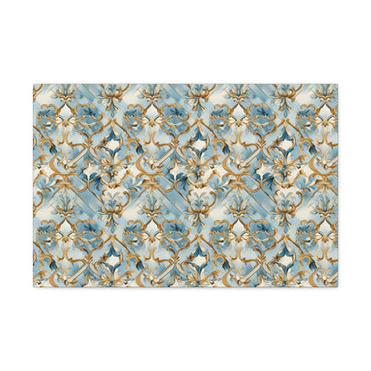 Blue and Gold Flourishes Canvas Gallery Wrap