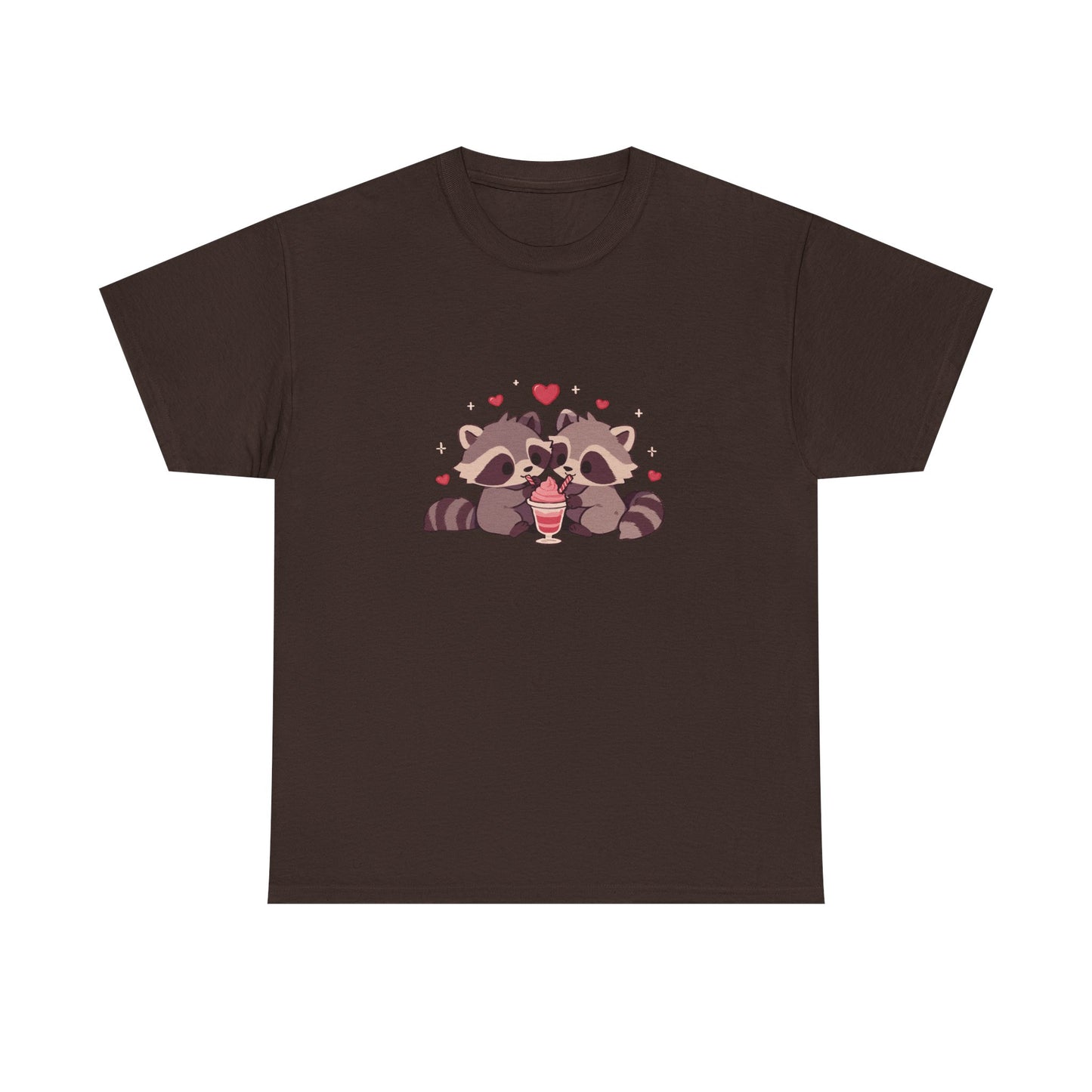 Raccoons Sharing Milkshake Unisex Heavy Cotton Tee