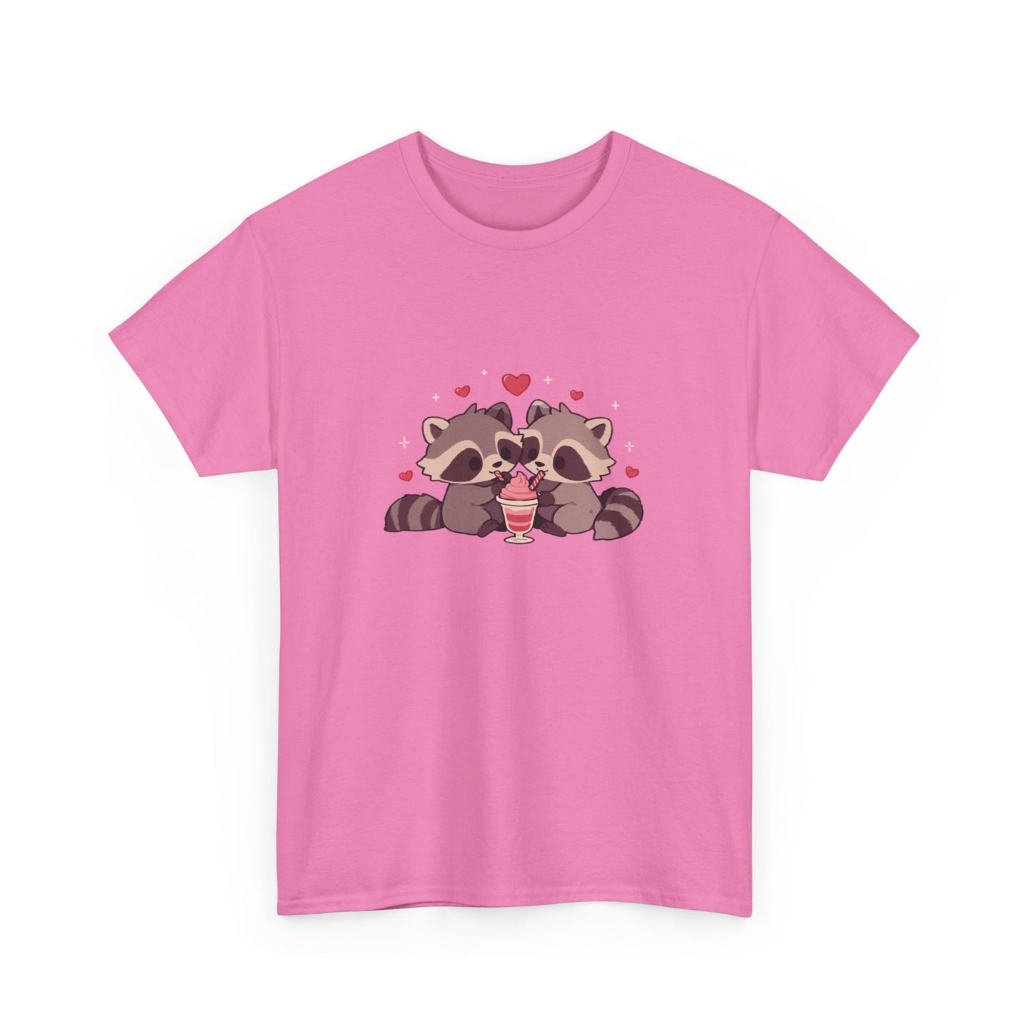 Raccoons Sharing Milkshake Unisex Heavy Cotton Tee