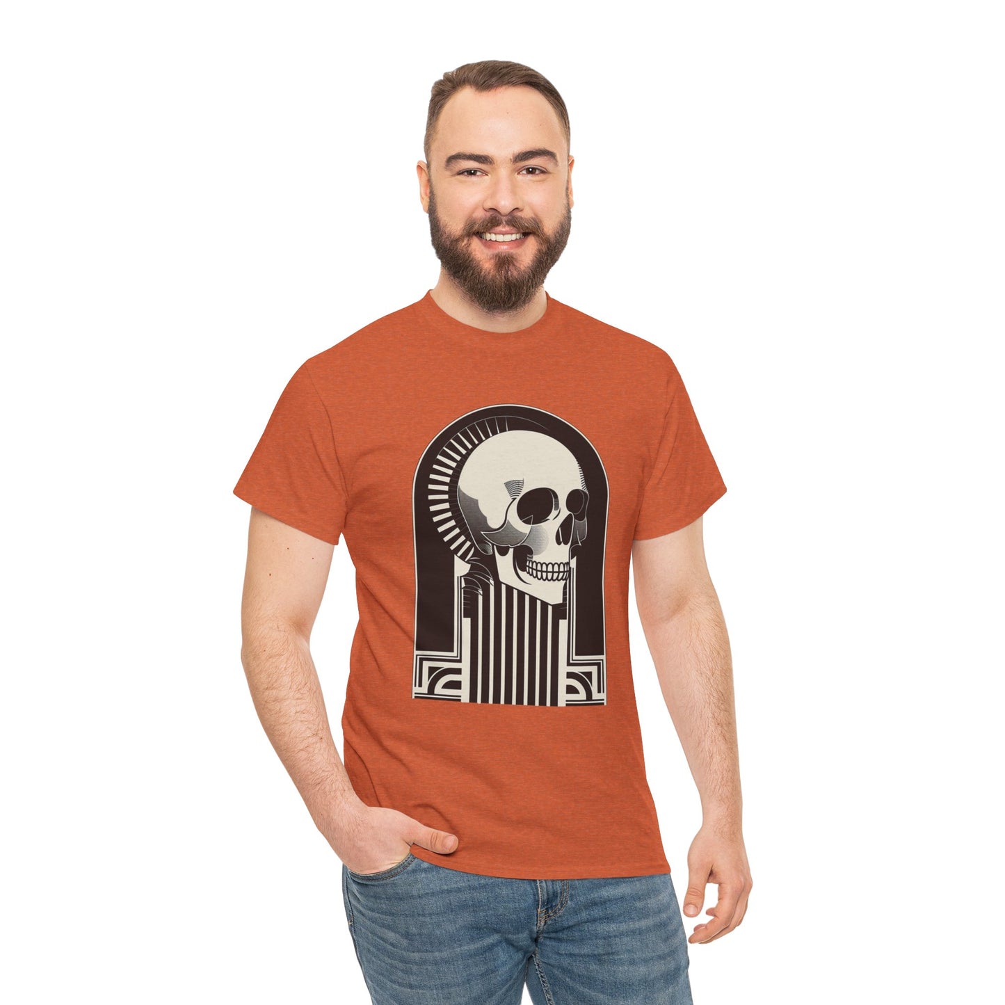 Art Deco Skull Unisex Heavy Cotton Tee